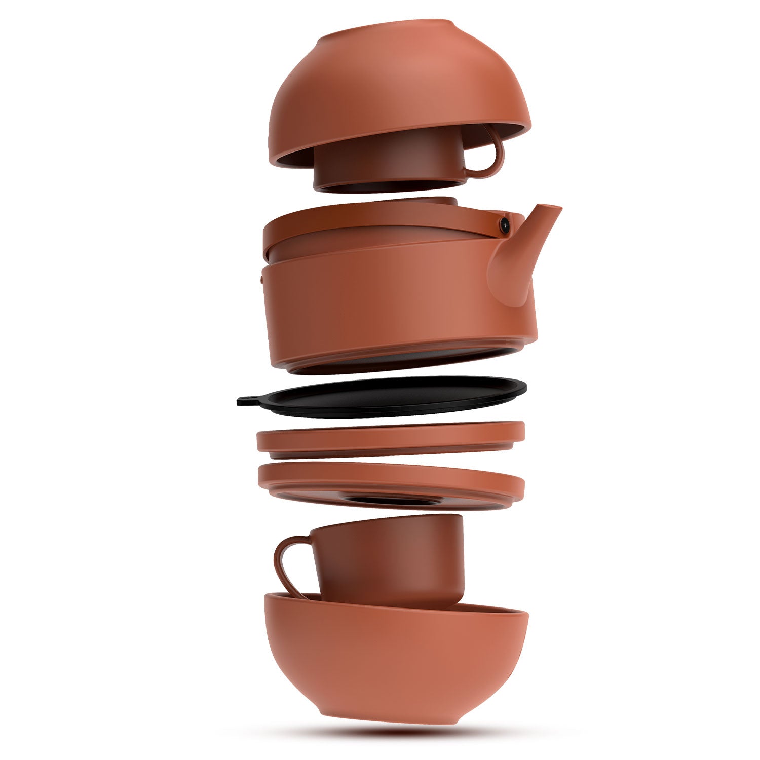 MasterPRO by Bergner Share Play Stoneware 8 Pcs Teaware Set - Clay Orange