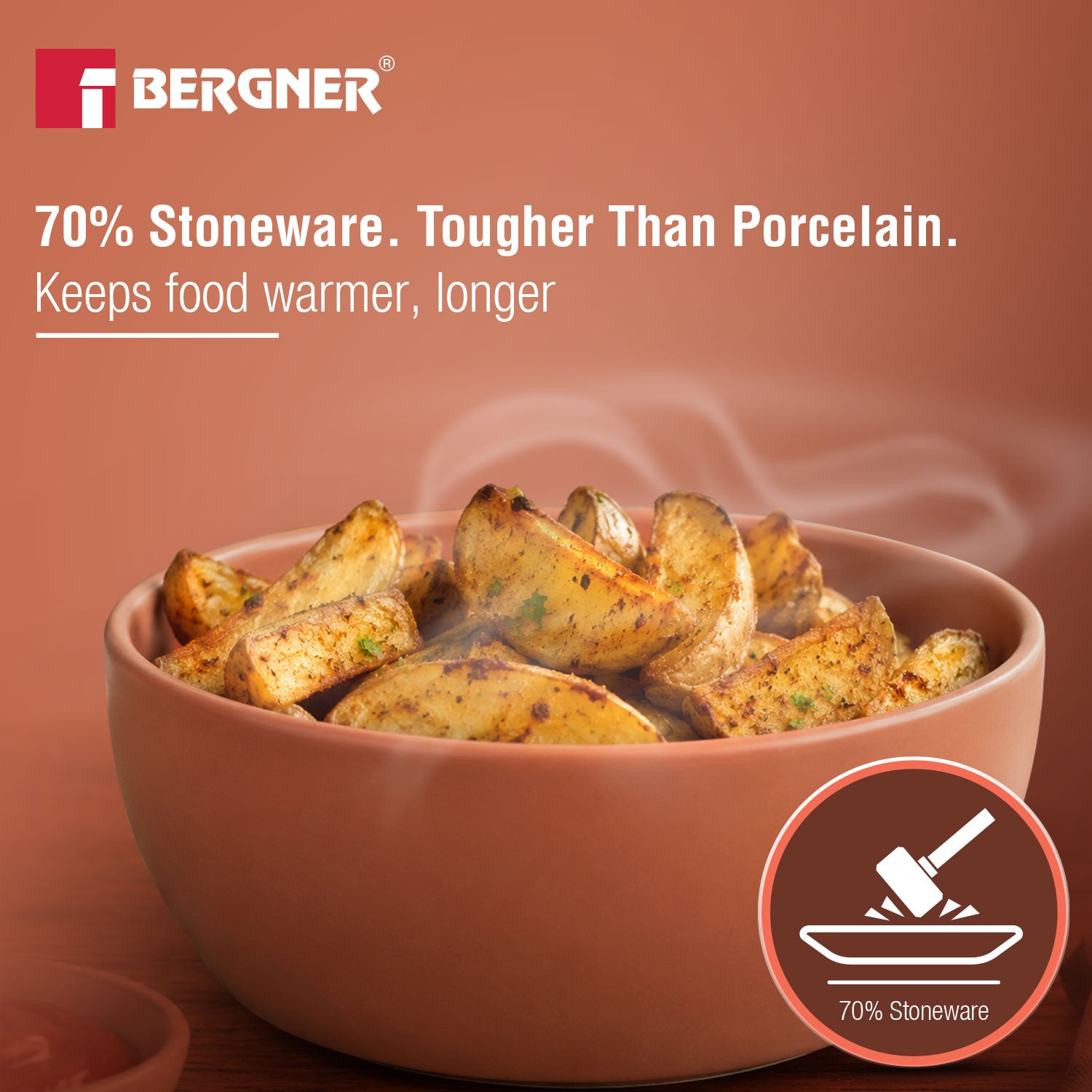 MasterPRO by Bergner Share Play Stoneware 19 Pcs Snackware Set - Clay Orange