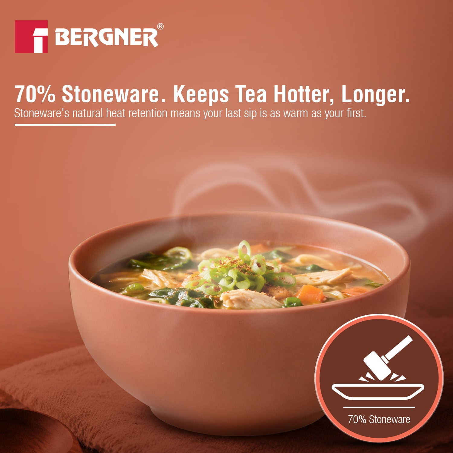 MasterPRO by Bergner Share Play Stoneware 8 Pcs Teaware Set - Clay Orange