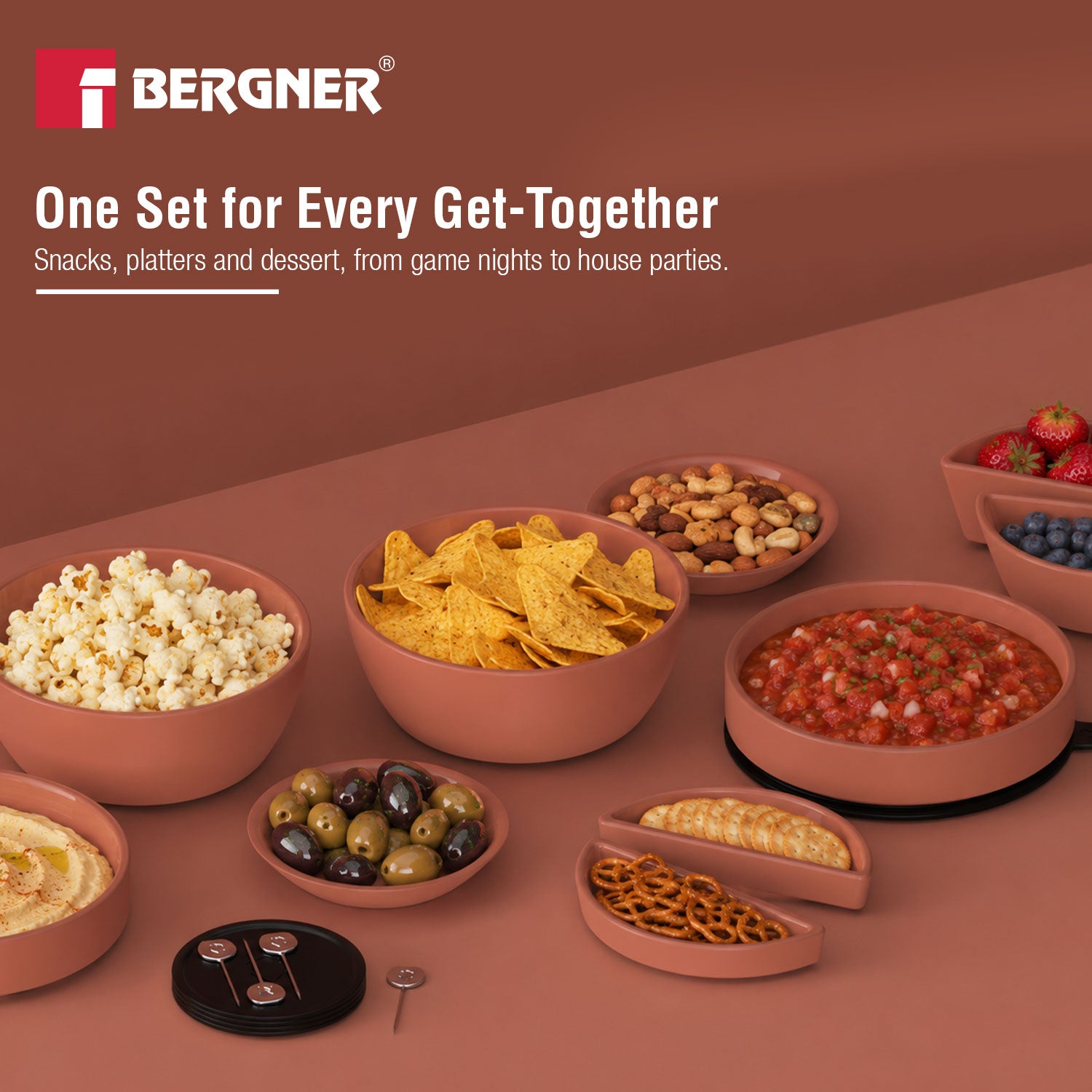 MasterPRO by Bergner Share Play Stoneware 19 Pcs Snackware Set - Clay Orange