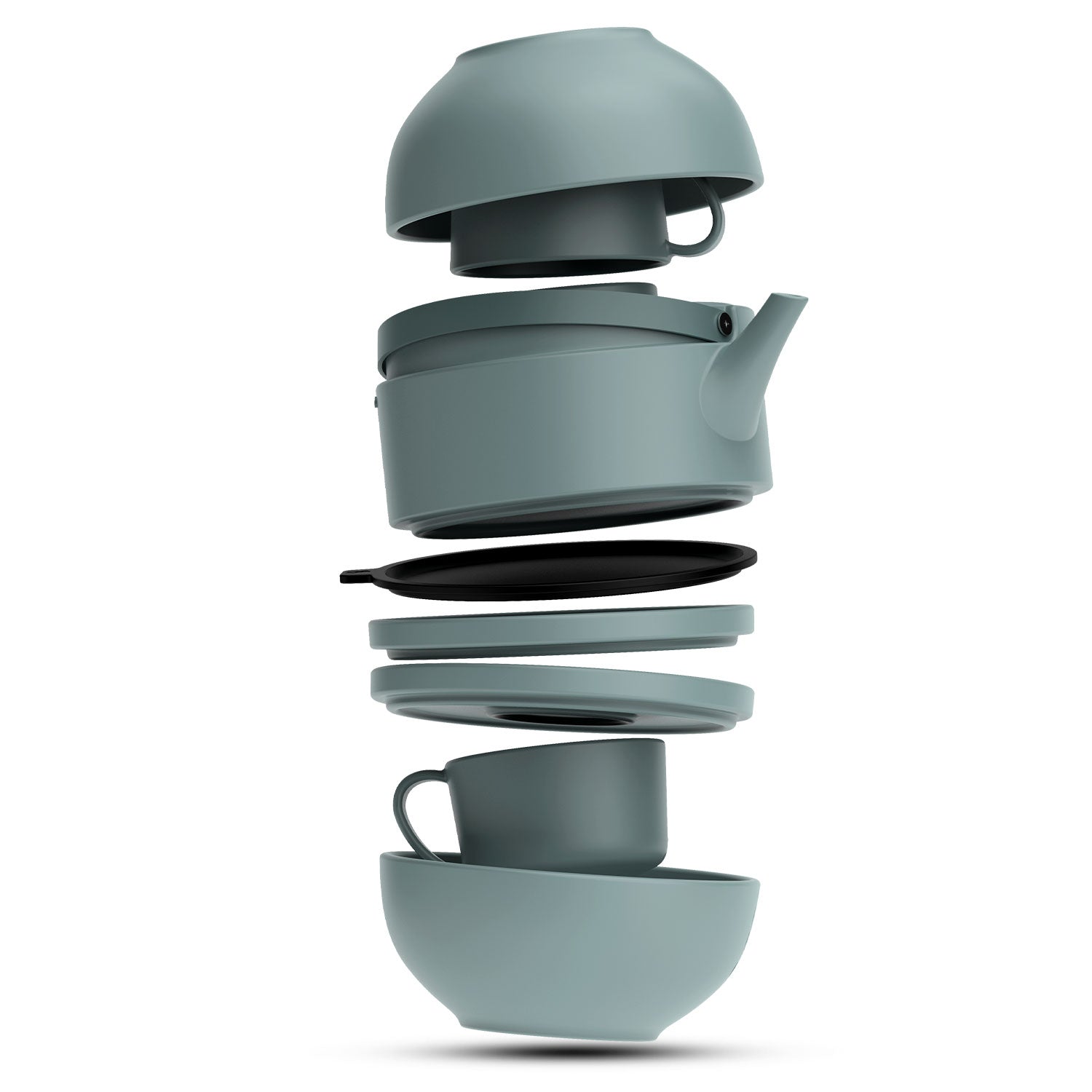 MasterPRO by Bergner Share Play Stoneware 8 Pcs Teaware Set - Dusty Blue