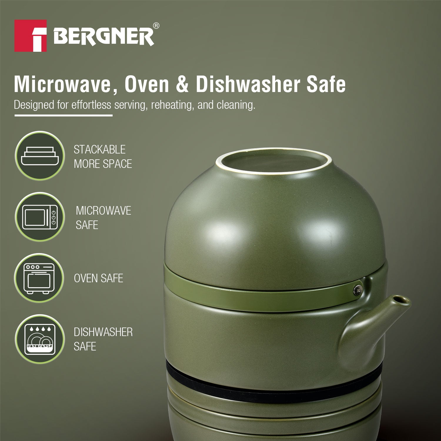 MasterPRO by Bergner Share Play Stoneware 8 Pcs Teaware Set - Sage Green