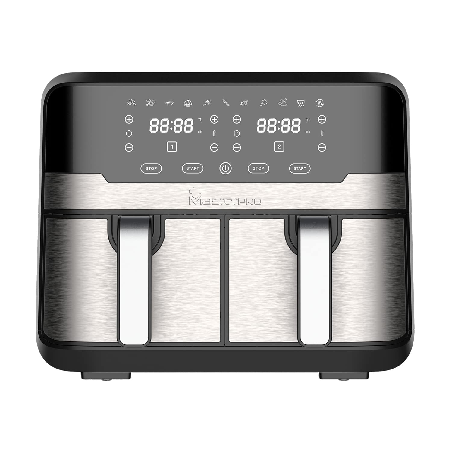 MasterPro Multifunctional Dual Air Fryer, 11 Customizable Programs, 4.5 L