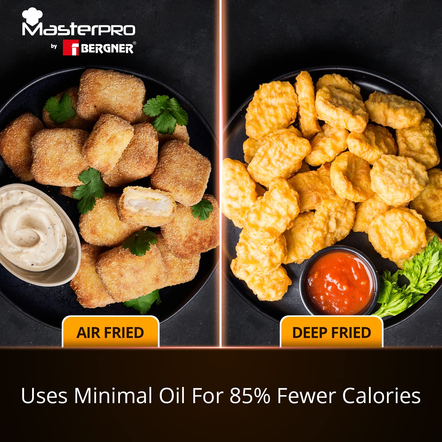 MasterPro Multifunctional Dual Air Fryer, 11 Customizable Programs, 4.5 L