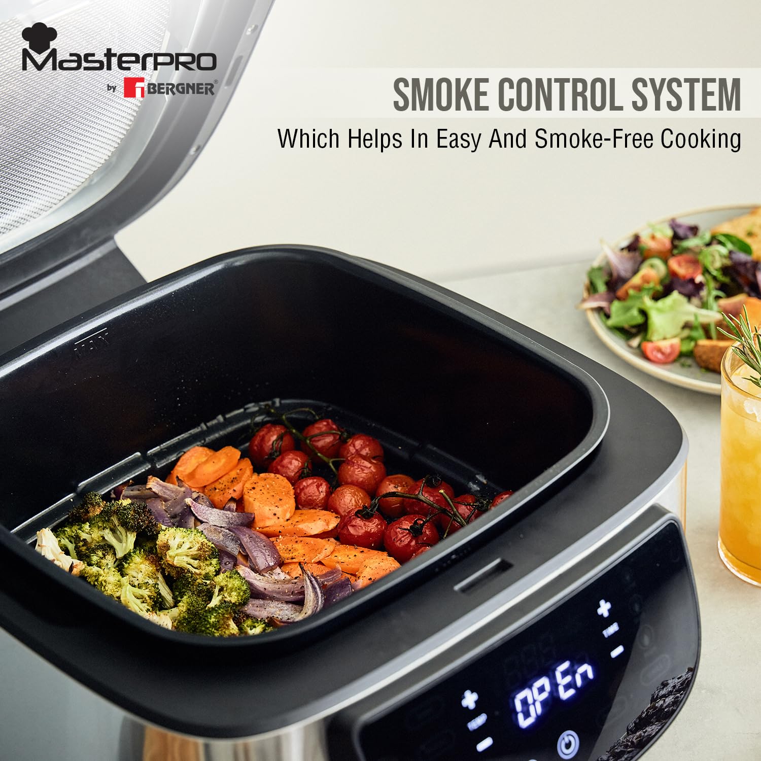 MasterPro Smokeless Grill 7L (1800W), For Air Fry/Bake/Grill/Roast/ Dehydrate