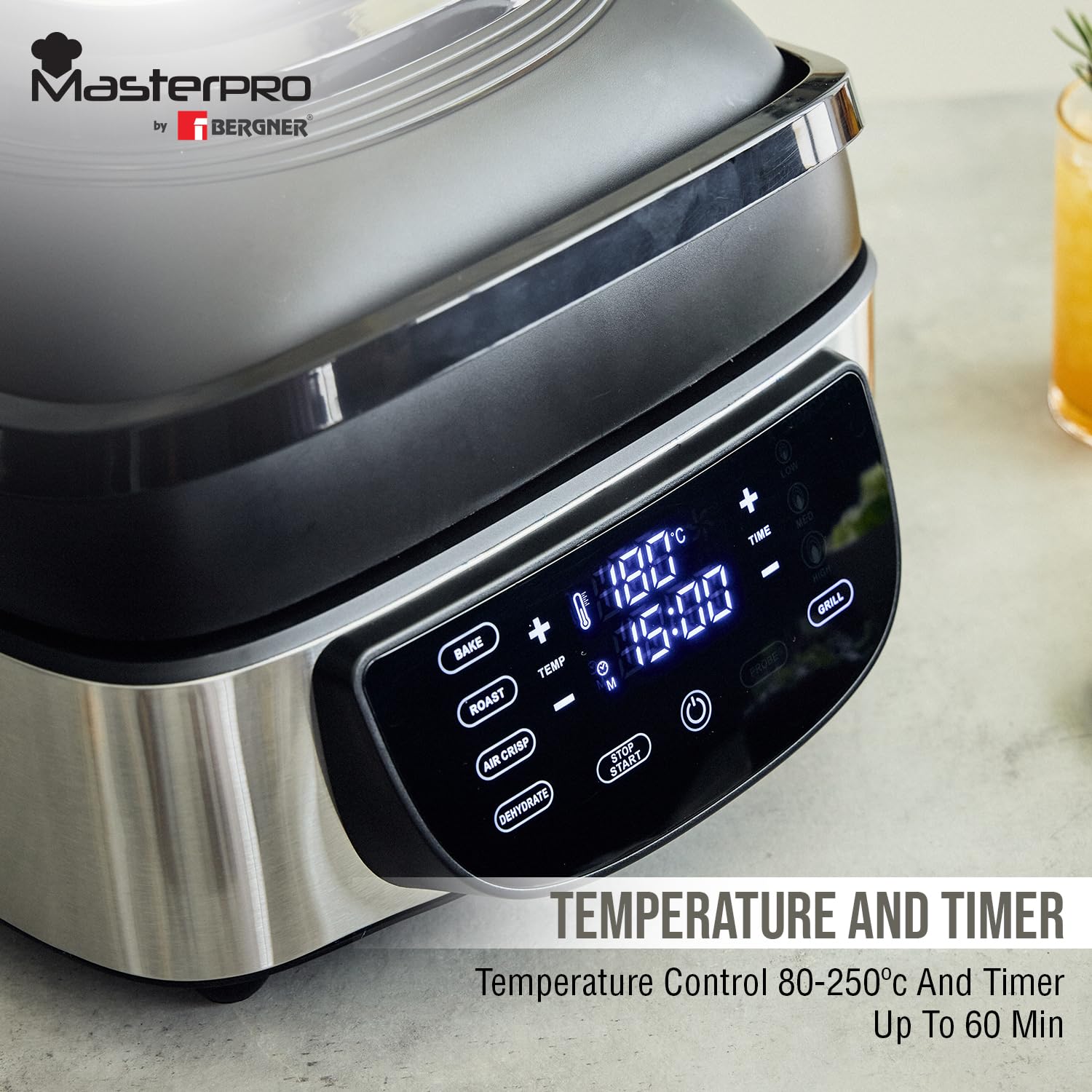 MasterPro Smokeless Grill 7L (1800W), For Air Fry/Bake/Grill/Roast/ Dehydrate