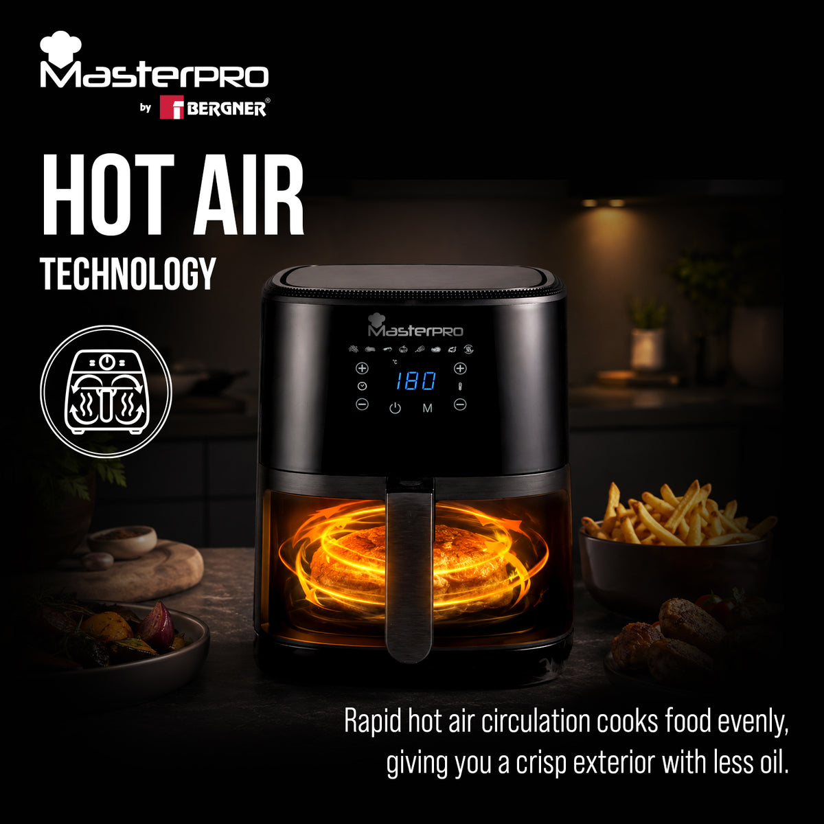 MasterPRO by Bergner Digital Air Fryer 4.2L, 1500W