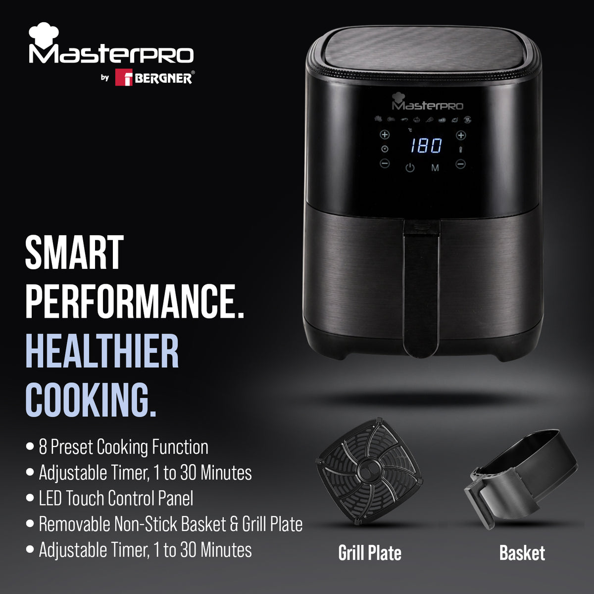 MasterPRO by Bergner Digital Air Fryer 4.2L, 1500W