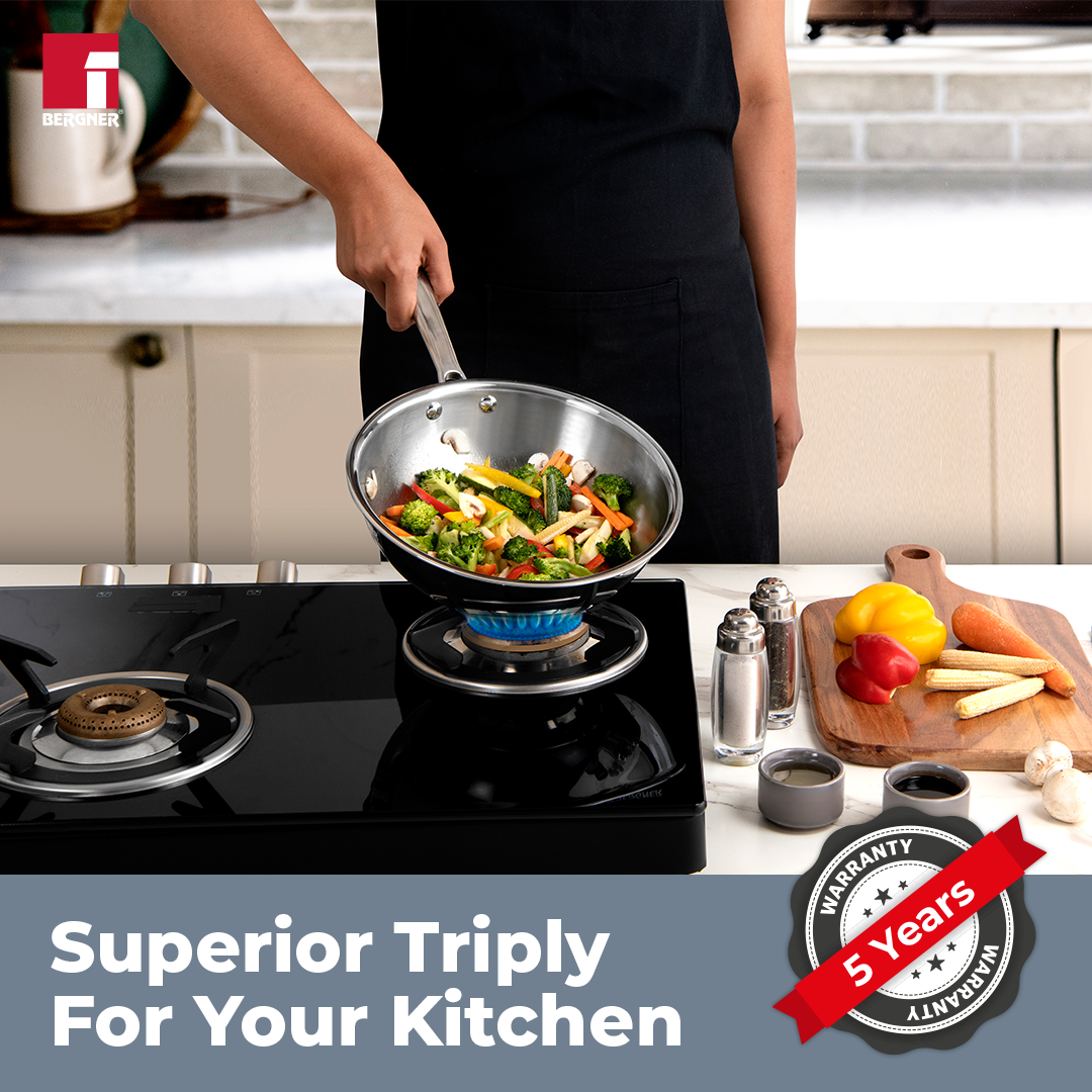 Argent Tri-Ply Stainless Steel 22 cm (2.2 L) Wok