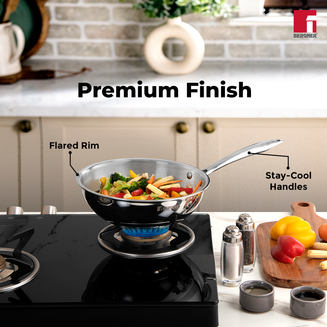 Argent Tri-Ply Stainless Steel 22 cm (2.2 L) Wok