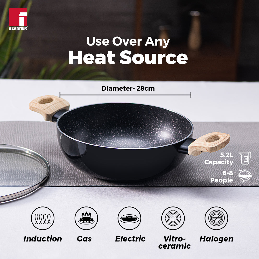 Bellini Plus Aura 5-Layer Non-Stick Kadai - Induction Bottom