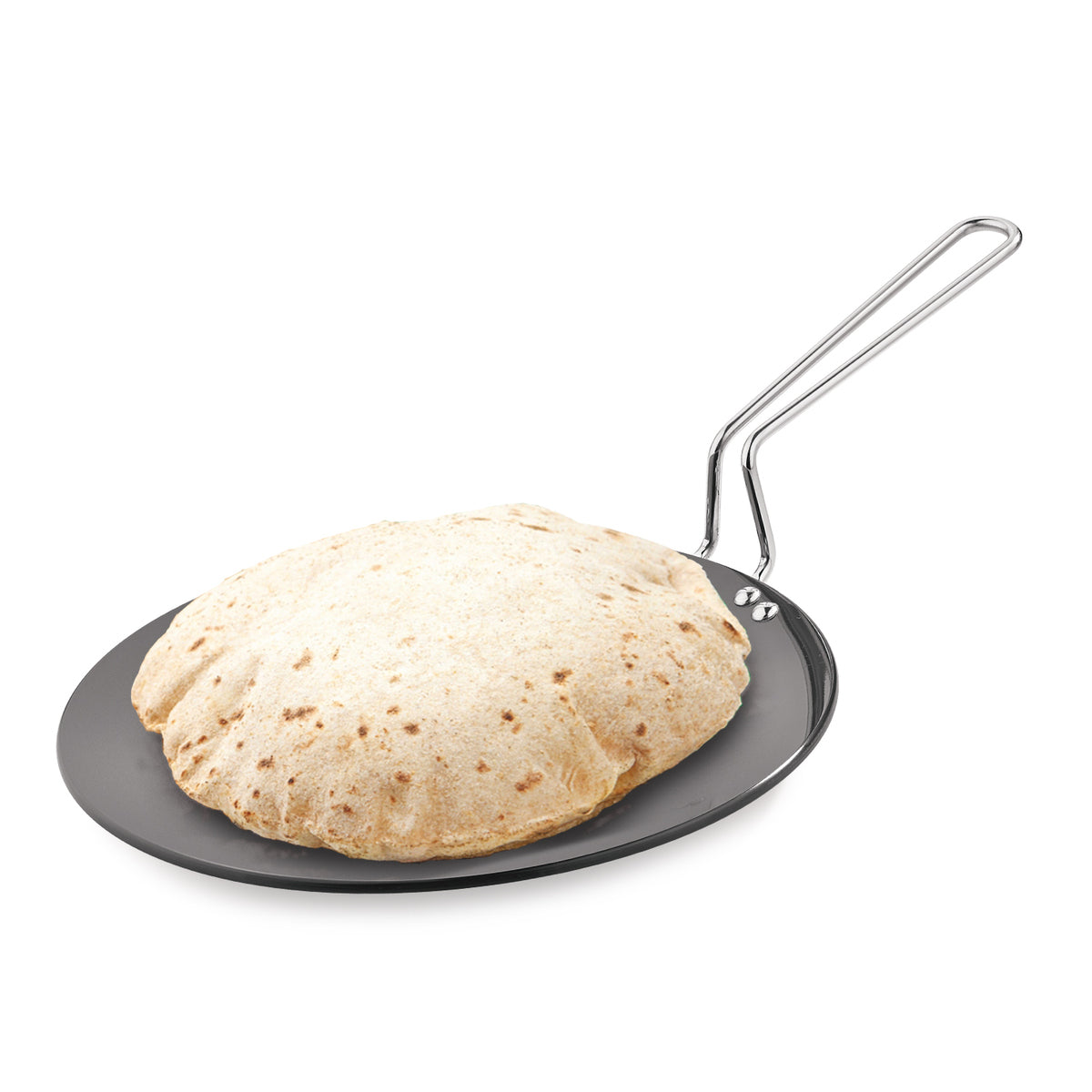 Bergner ArtisanForge Hard Anodised Roti Tawa, Metal Kitchen Tool Friendly, Durable, Even Heat Distribution, 4.8mm Thickness, Gas Stove Compatible