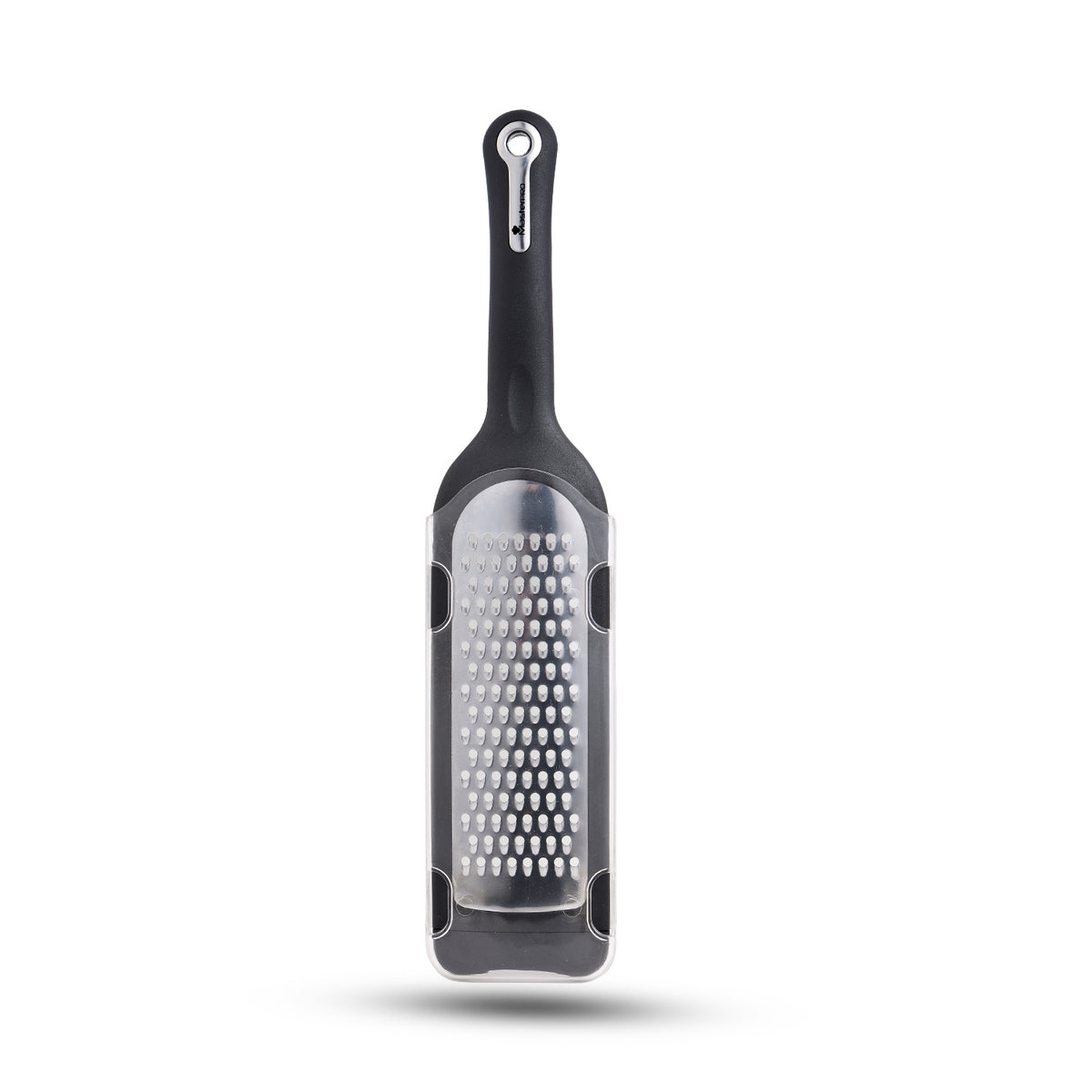 Bergner Master Pro Stainless Steel 17.5 cm Hand Grater for Cheese / Carrot / Ginger / Fruit, Dishwasher Safe (Black)