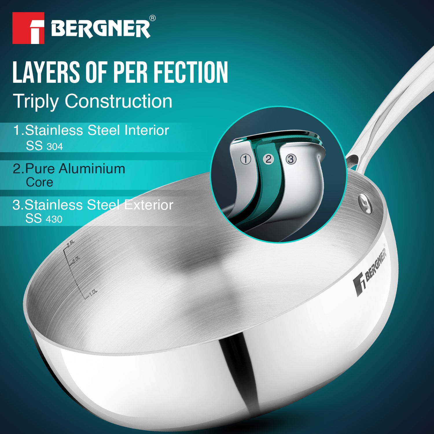 Argent Saira 22cm (2.5L) Multi frypan