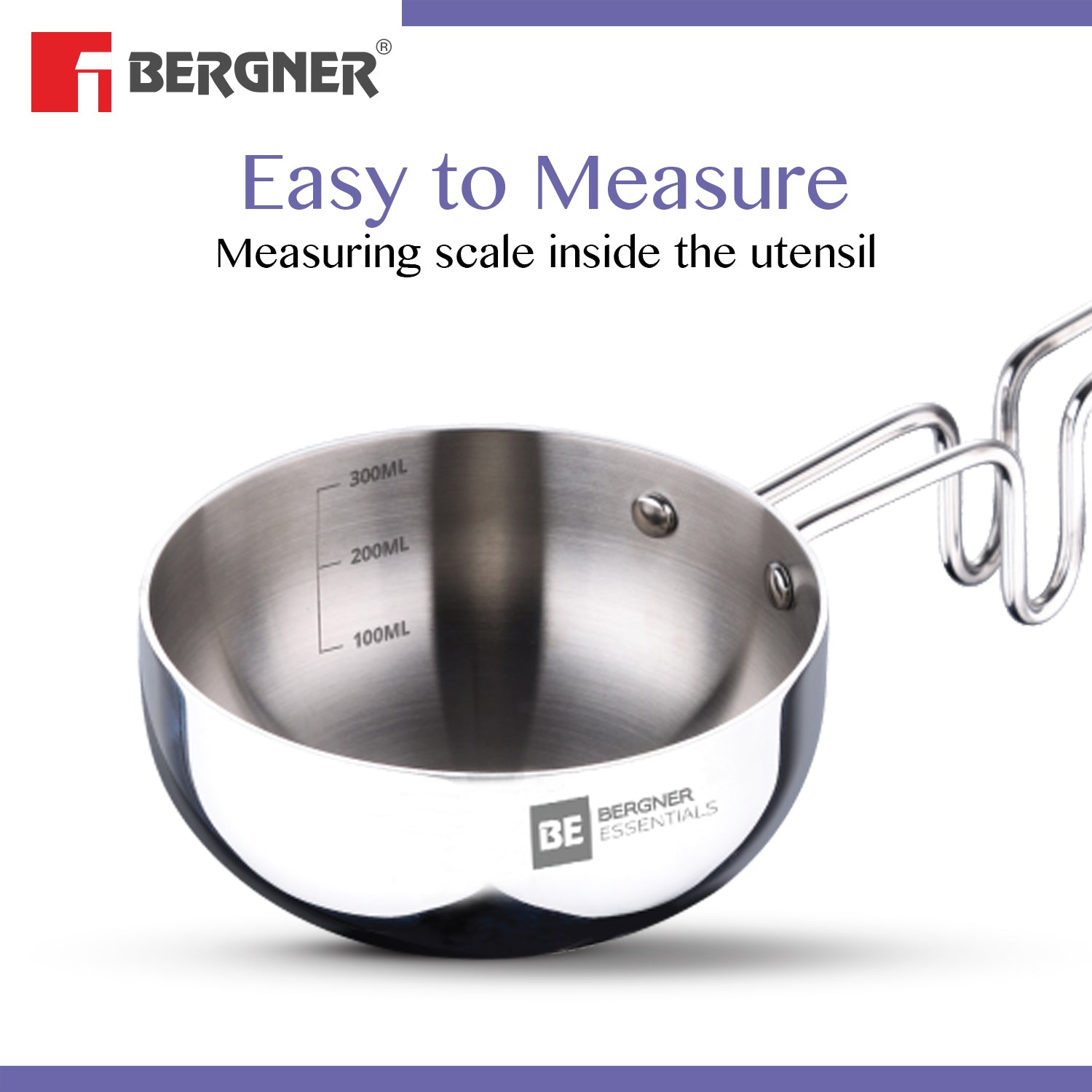 Bergner BE Essentials Tri-Ply Stainless Steel Tadka Pan - Induction Bottom (5-Year Warranty)