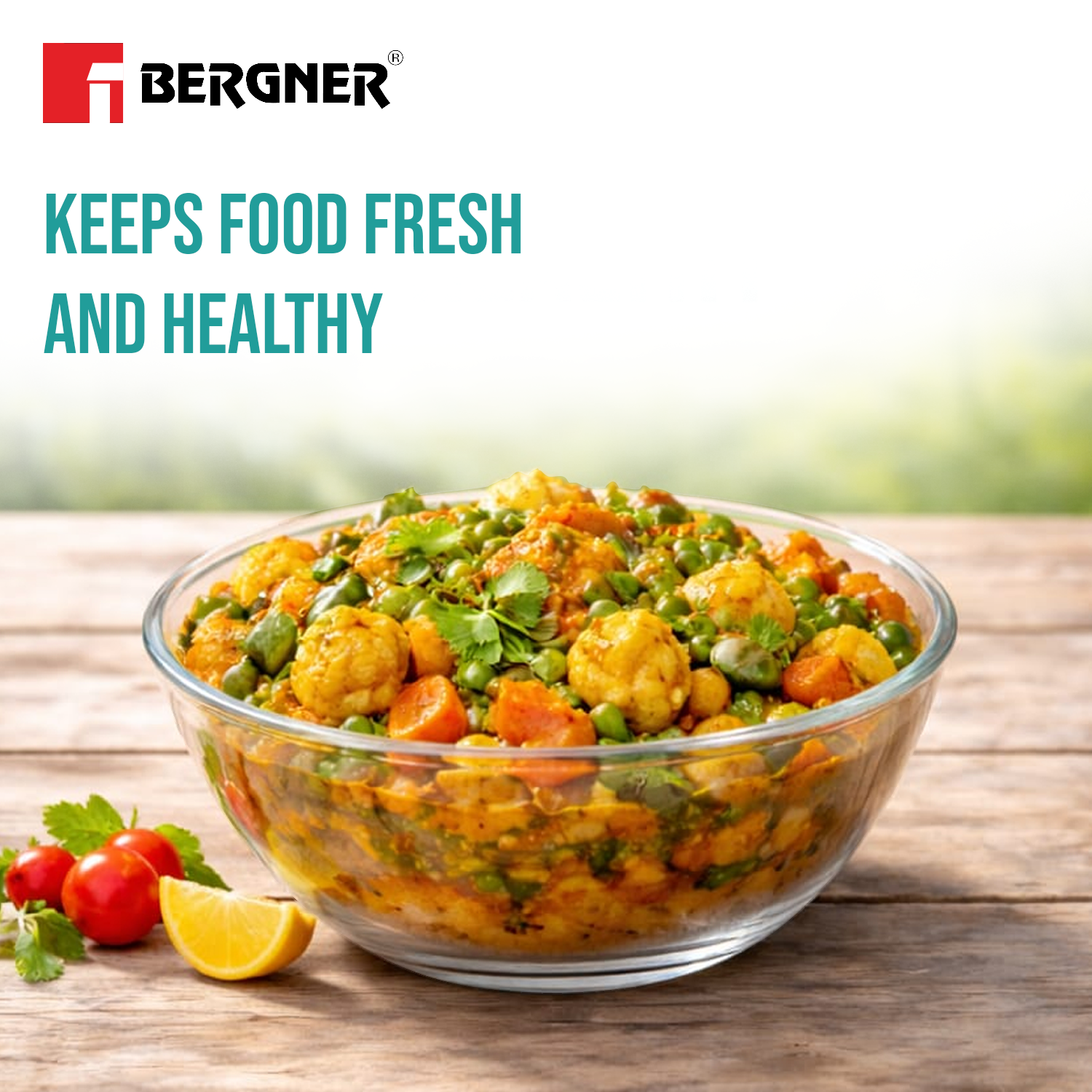 Ambiento Borosilicate Glass Salad Bowl Set 2pcs - 1.3L & 2.5L