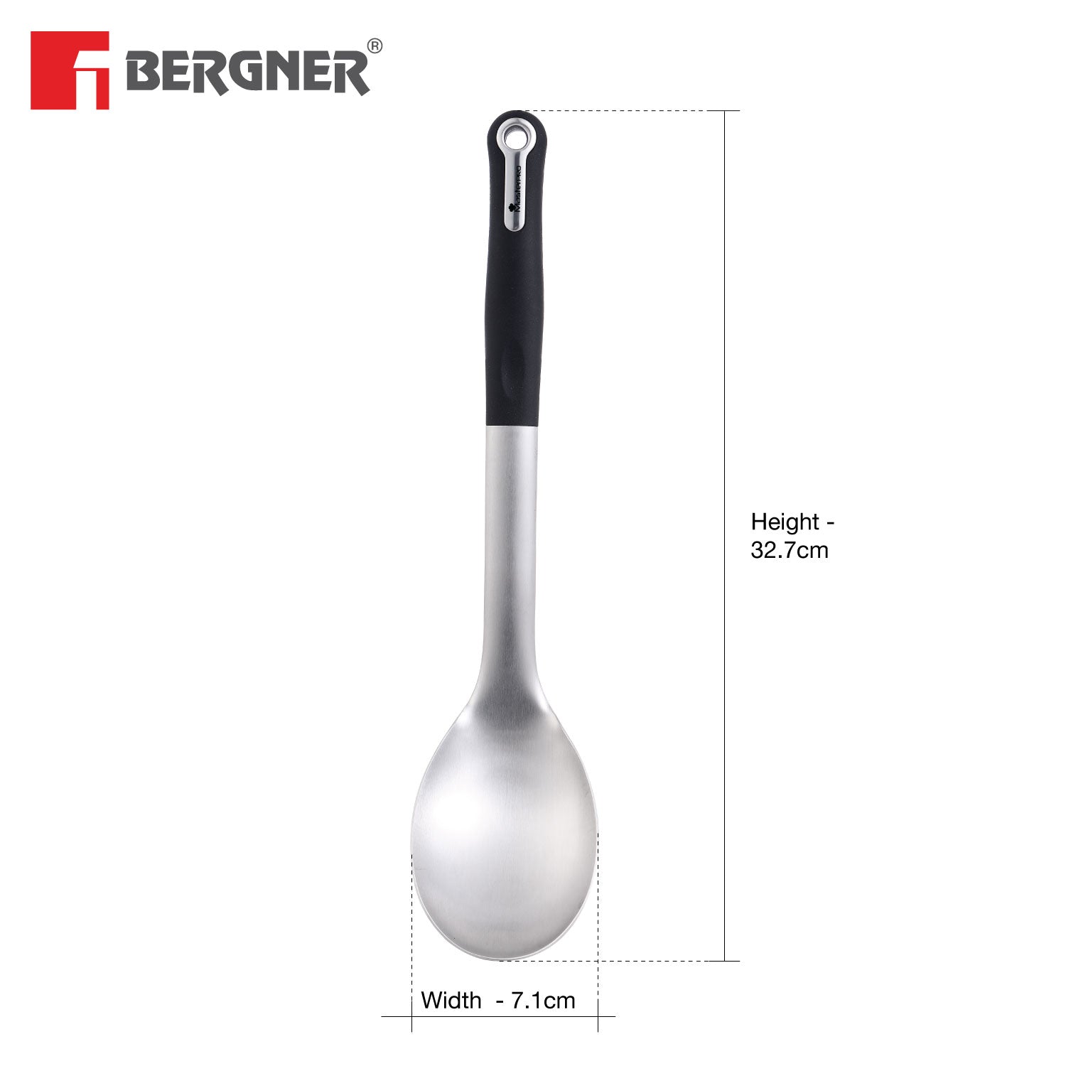 Master Pro Stainless Steel 32.7 cm Kitchen Spoon with Nylon Handle, Lightweight, Hanging Loop