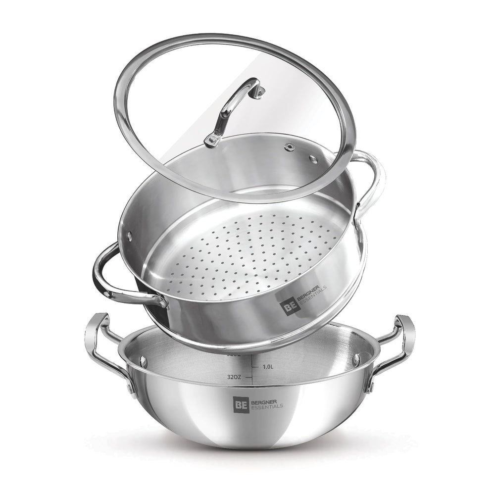 Bergner BE Bergner Essentials Tri-Ply Stainless Steel 3 Pcs Cookware S