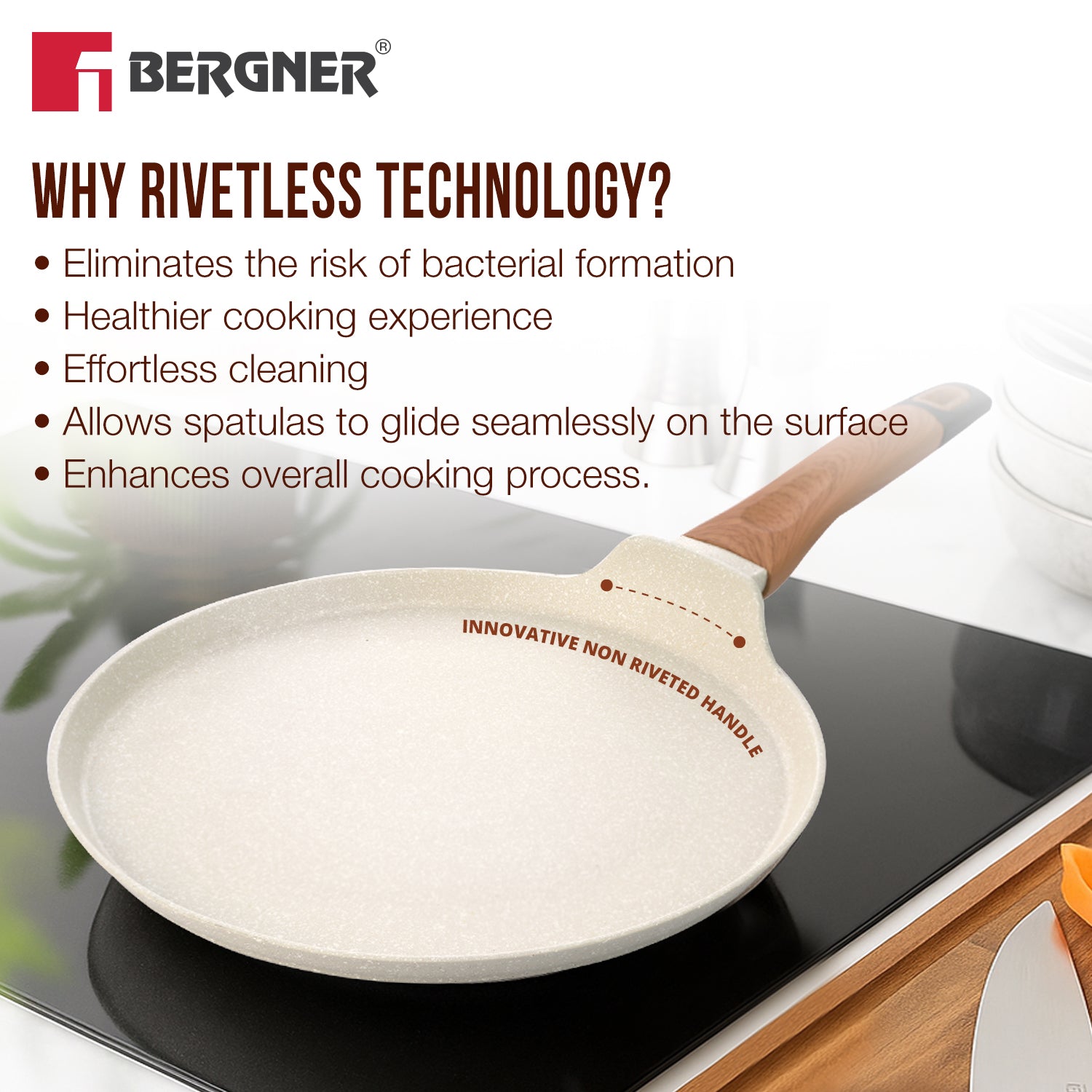 Ivory Granite Non-Stick 28cm Dosa Tawa, Forged Aluminium