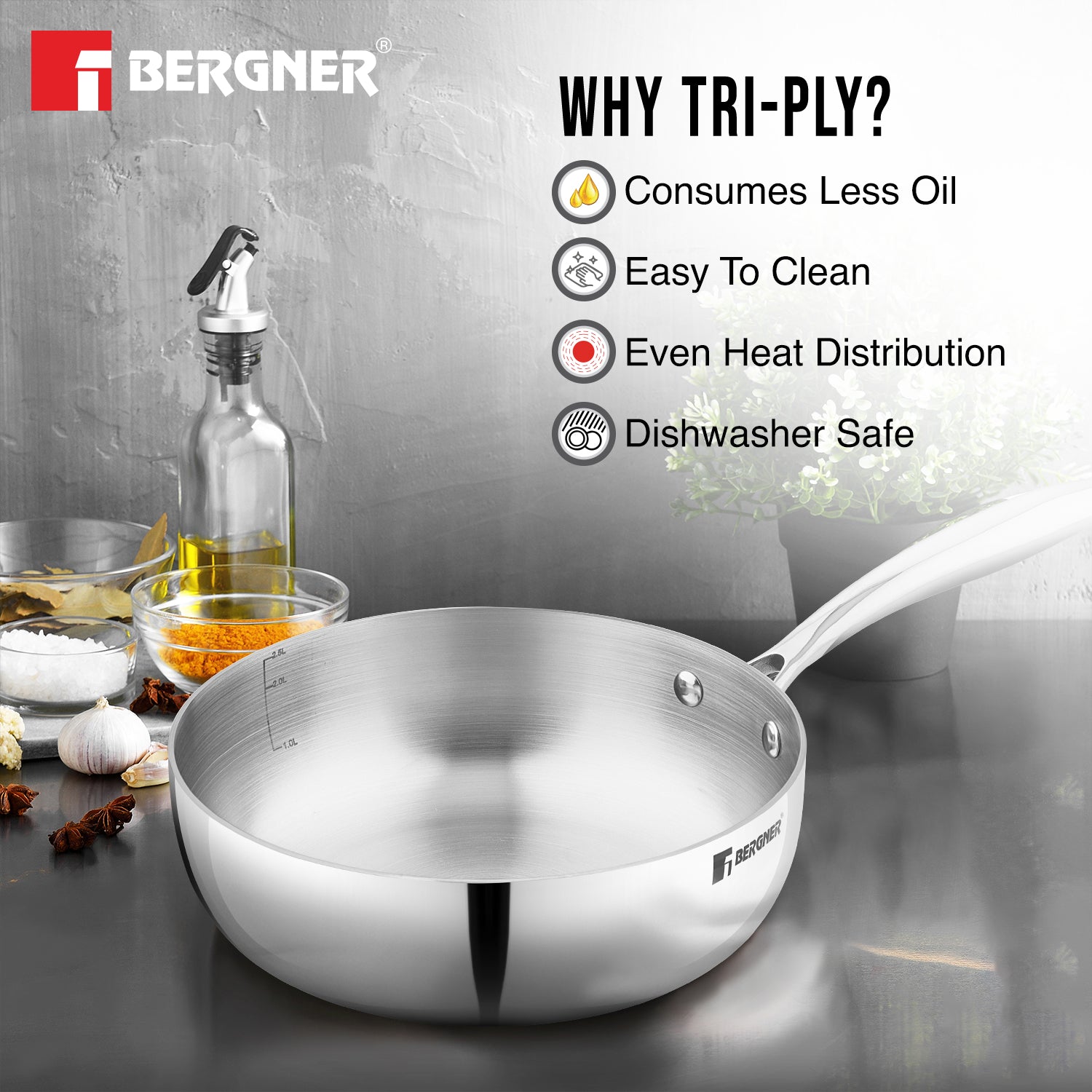 Argent Saira 22cm (2.5L) Multi frypan