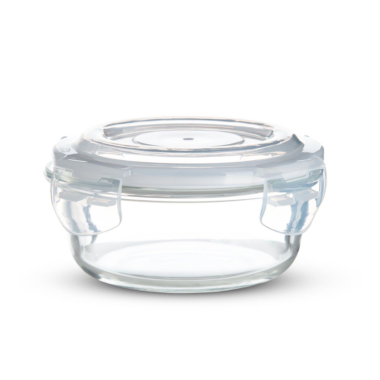 Bergner Borosilicate Glass Side Lock Storage Round Container with Lid - 400 ml