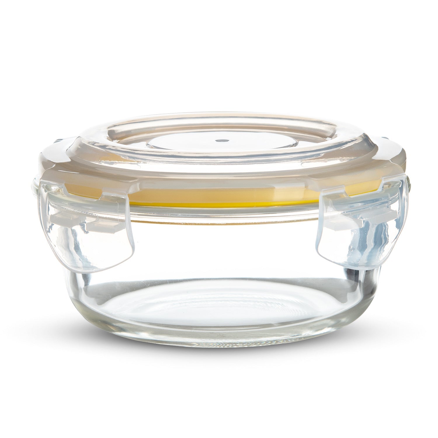 Bergner Borosilicate Glass Side Lock Storage Round Container with Lid - 400 ml