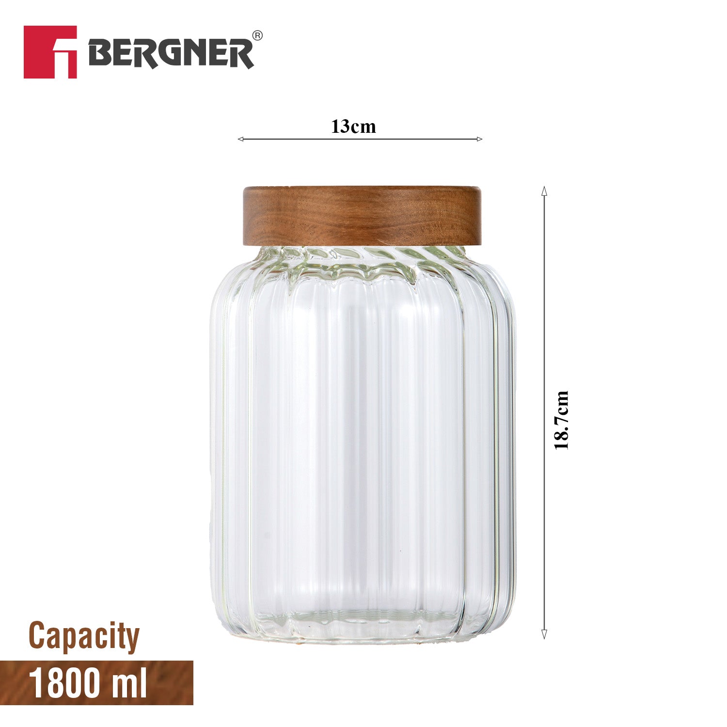 Acadia Borosiliate  Stripe Design Glass Jar (1930ml)