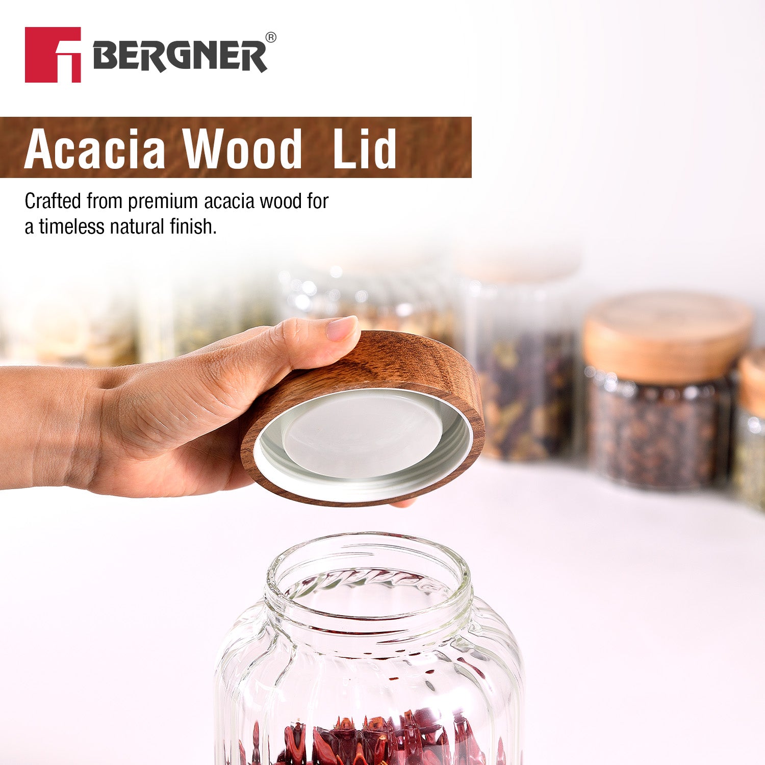 Acadia Borosiliate  Stripe Design Glass Jar (1930ml)