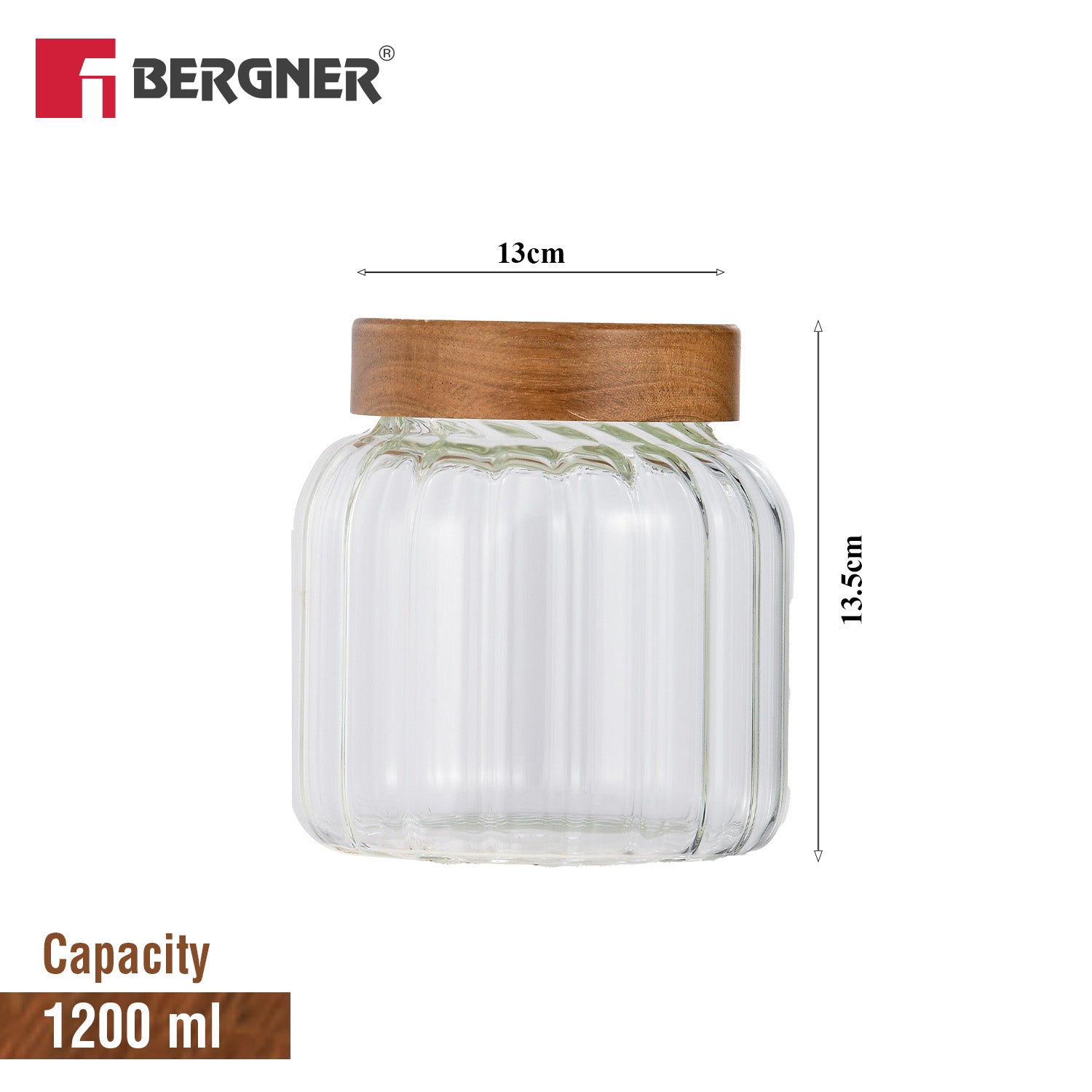 Acadia Borosiliate  Stripe Design Glass Jar (1300ml)