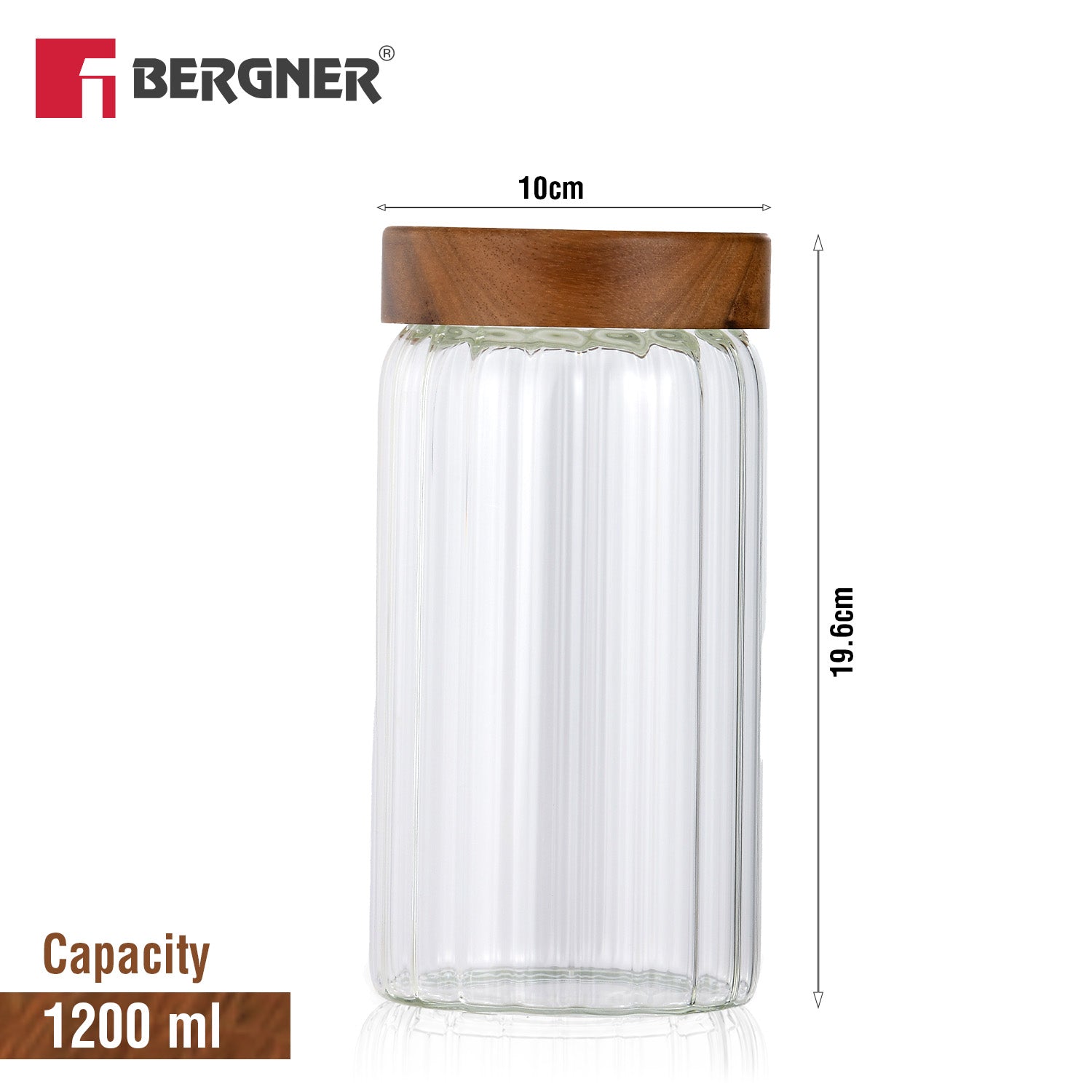 Acadia Borosiliate  Stripe Design Glass Jar (1250ml)