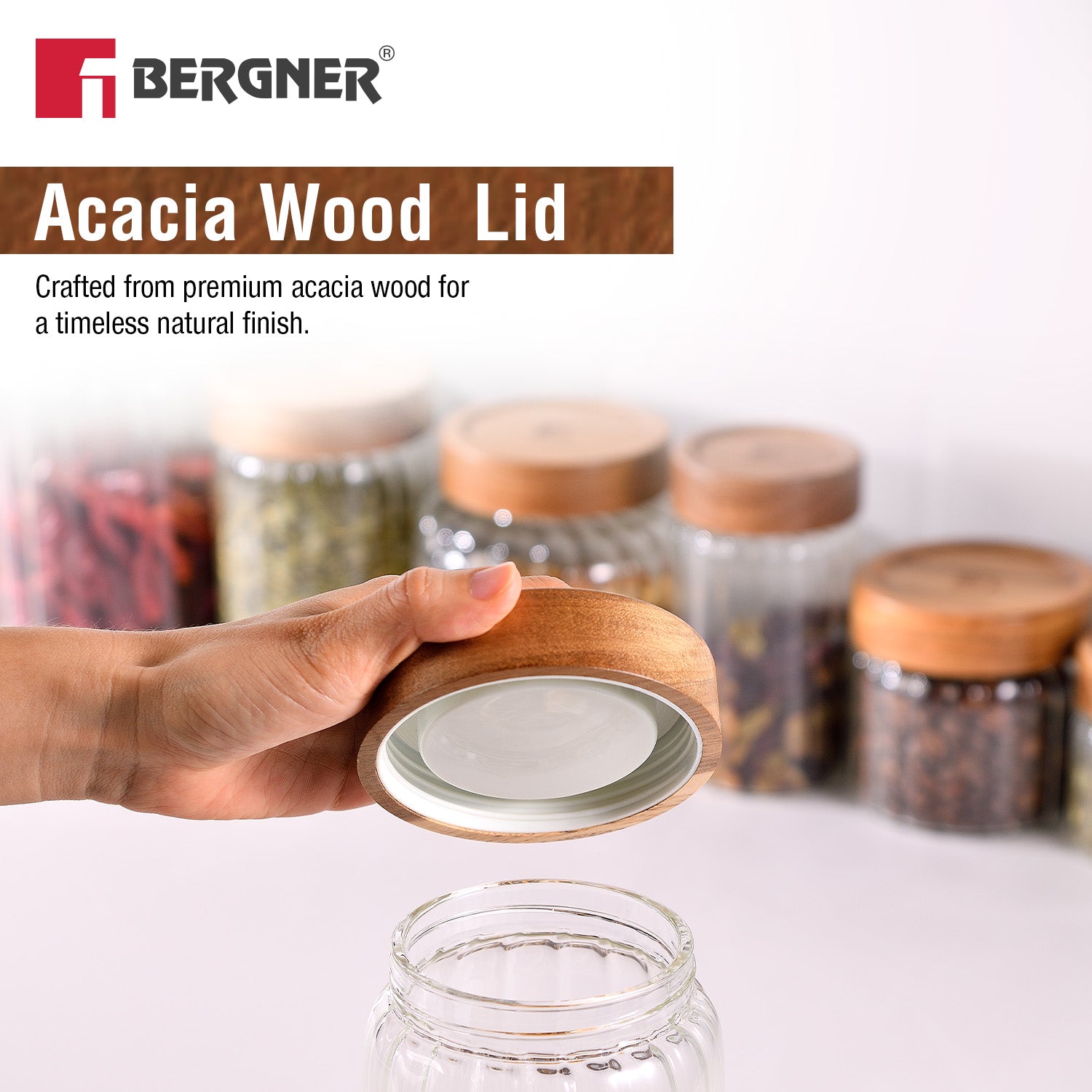 Acadia Borosiliate  Stripe Design Glass Jar (1250ml)
