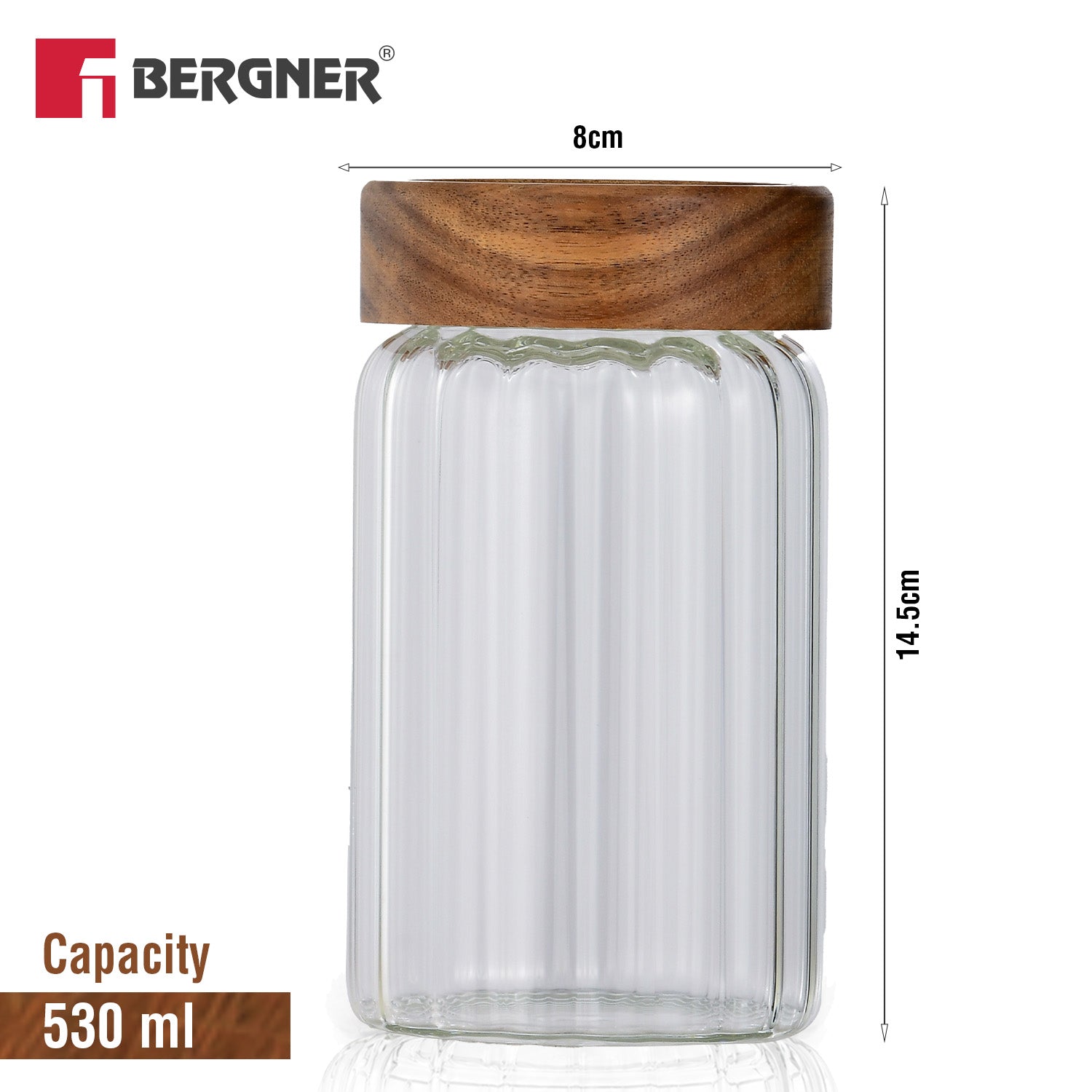 Acadia Borosiliate Stripe Design Glass Jar (550ml)