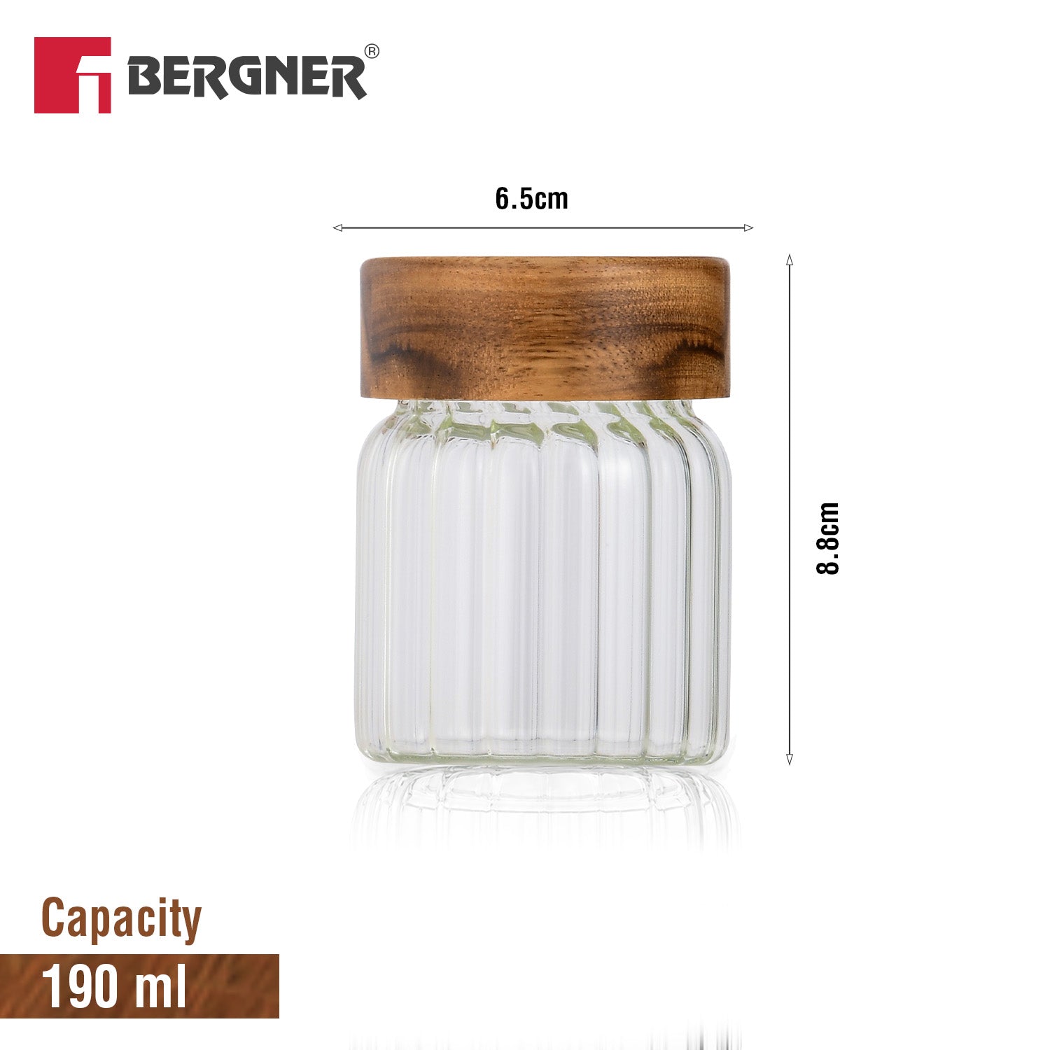 Acadia Borosiliate Stripe Design Glass Jar (190ml) - 2Pcs