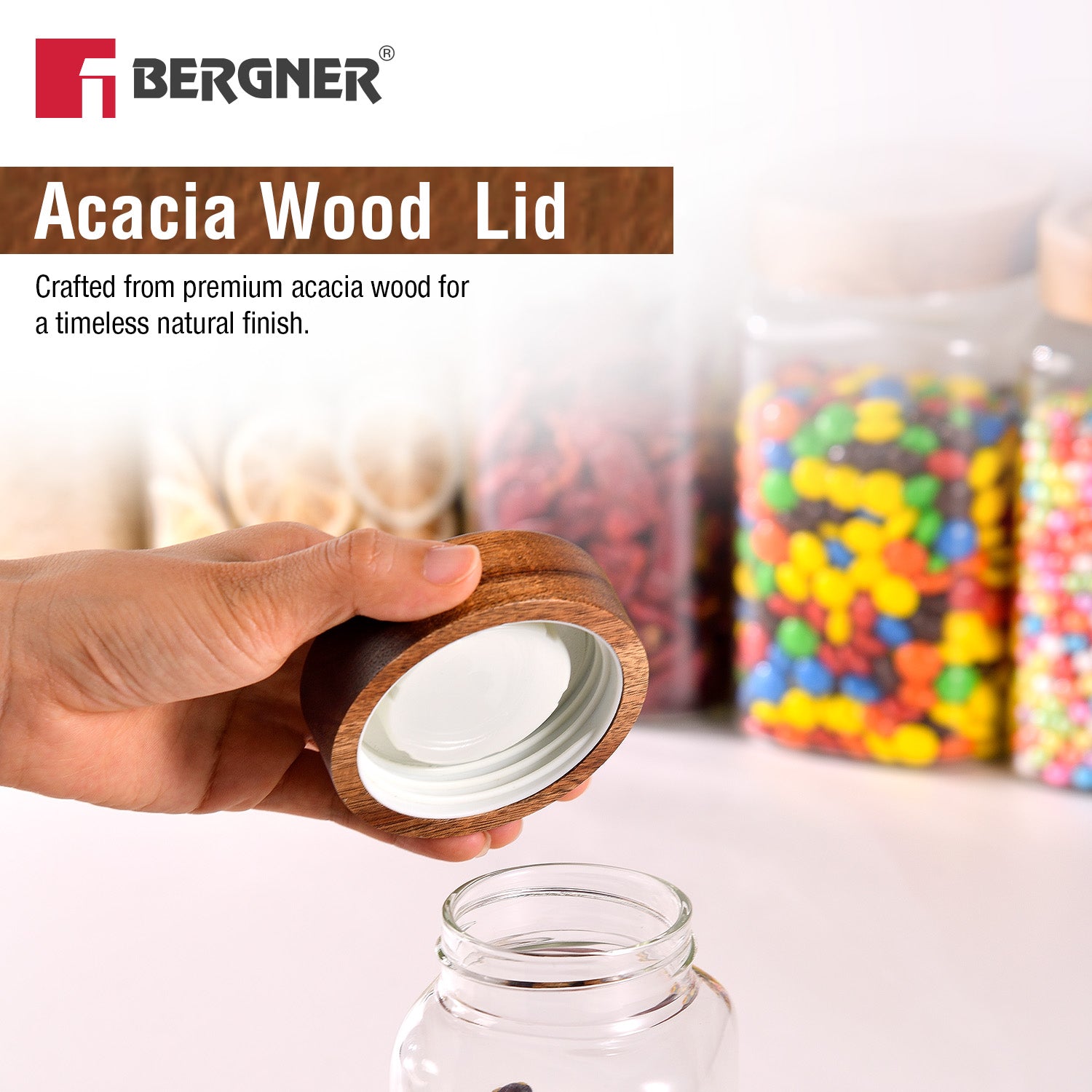 Acadia 3Pcs (400 ml each) Square Borosilicate Glass Jar with Lid