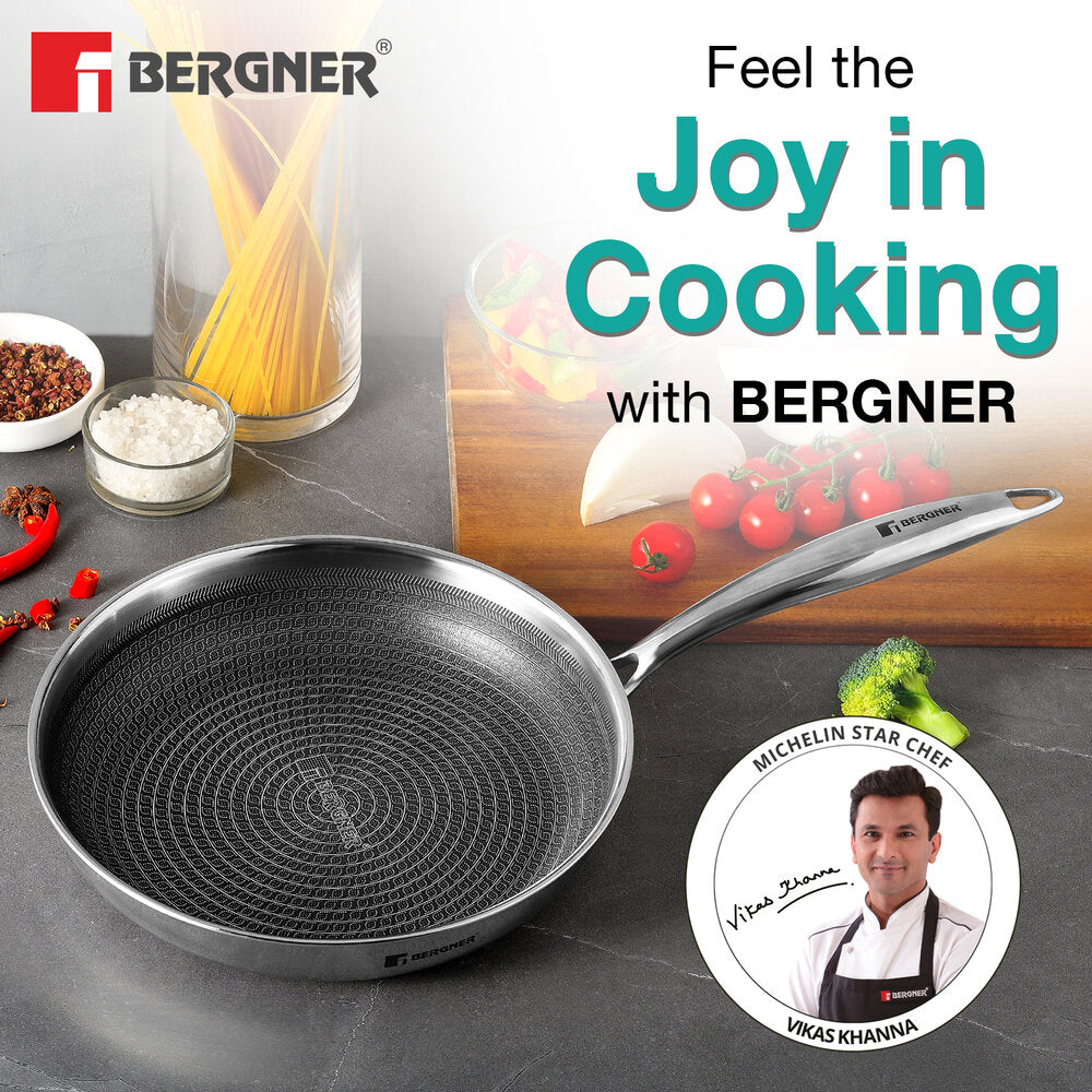 Hitech Triply Stainless Steel Non-Stick 18cm Frypan with ILag Coating - Induction Bottom