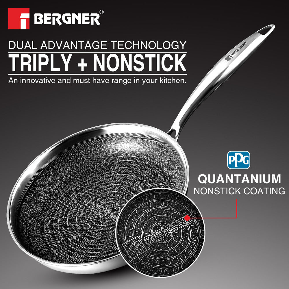 Hitech Triply Stainless Steel Non-Stick 18cm Frypan with ILag Coating - Induction Bottom