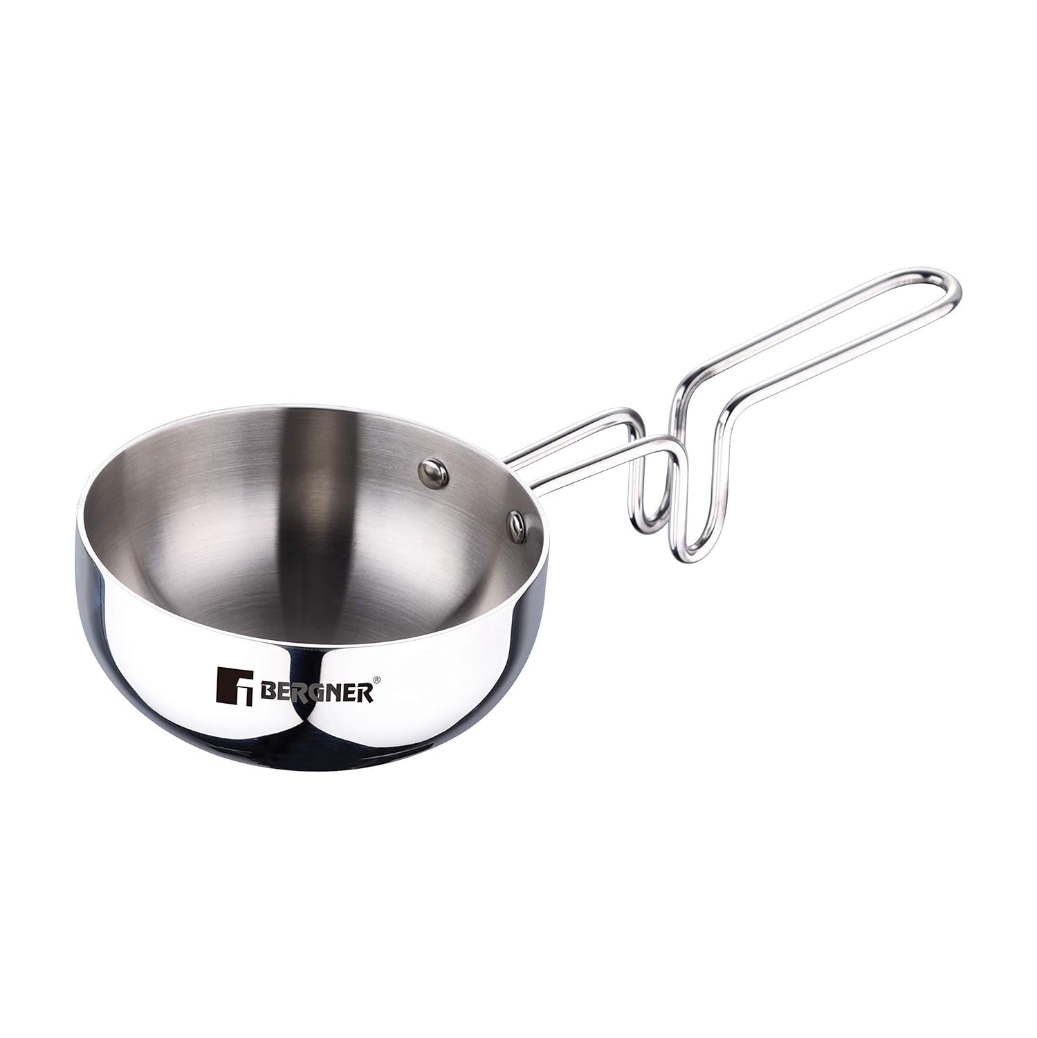 Bergner Argent Tri-Ply Stainless Steel 12cm (500 ml) Tadka Pan - Induction Bottom (5-Year Warranty)