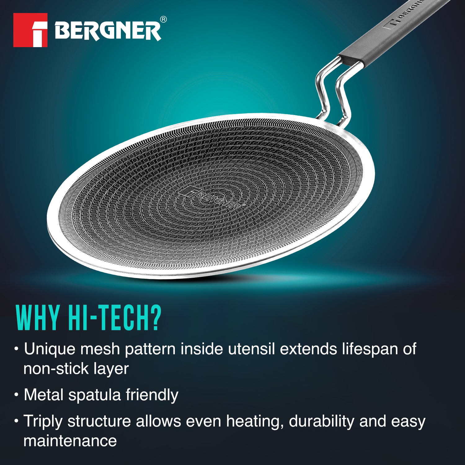 Hi-Tech Giro Tri-Ply Stainless Steel 26cm Non-Stick Roti Tawa