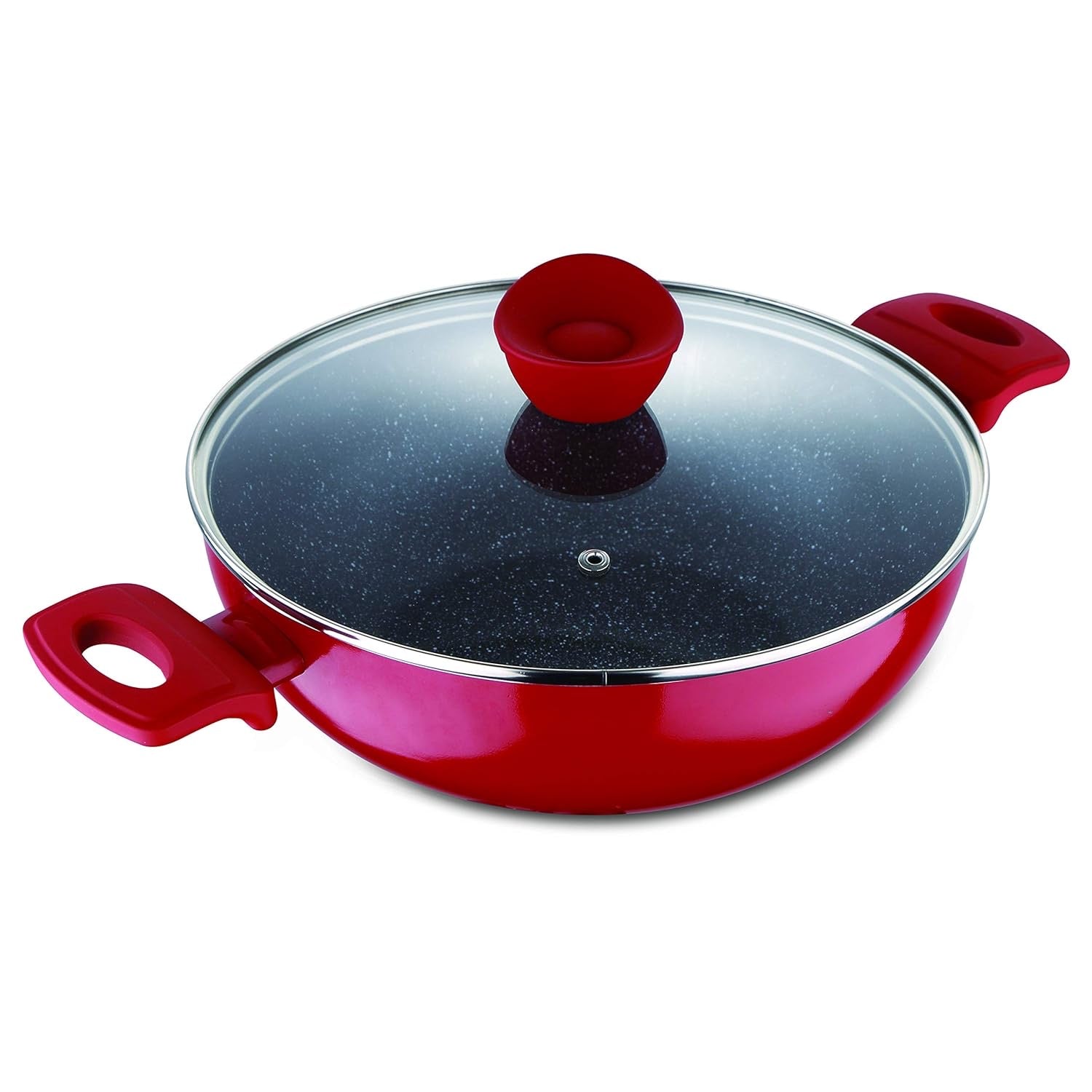 Bergner Bellini Plus 5-Layer Non-Stick Kadai with Glass Lid, Thickness 3.2mm - Induction Bottom