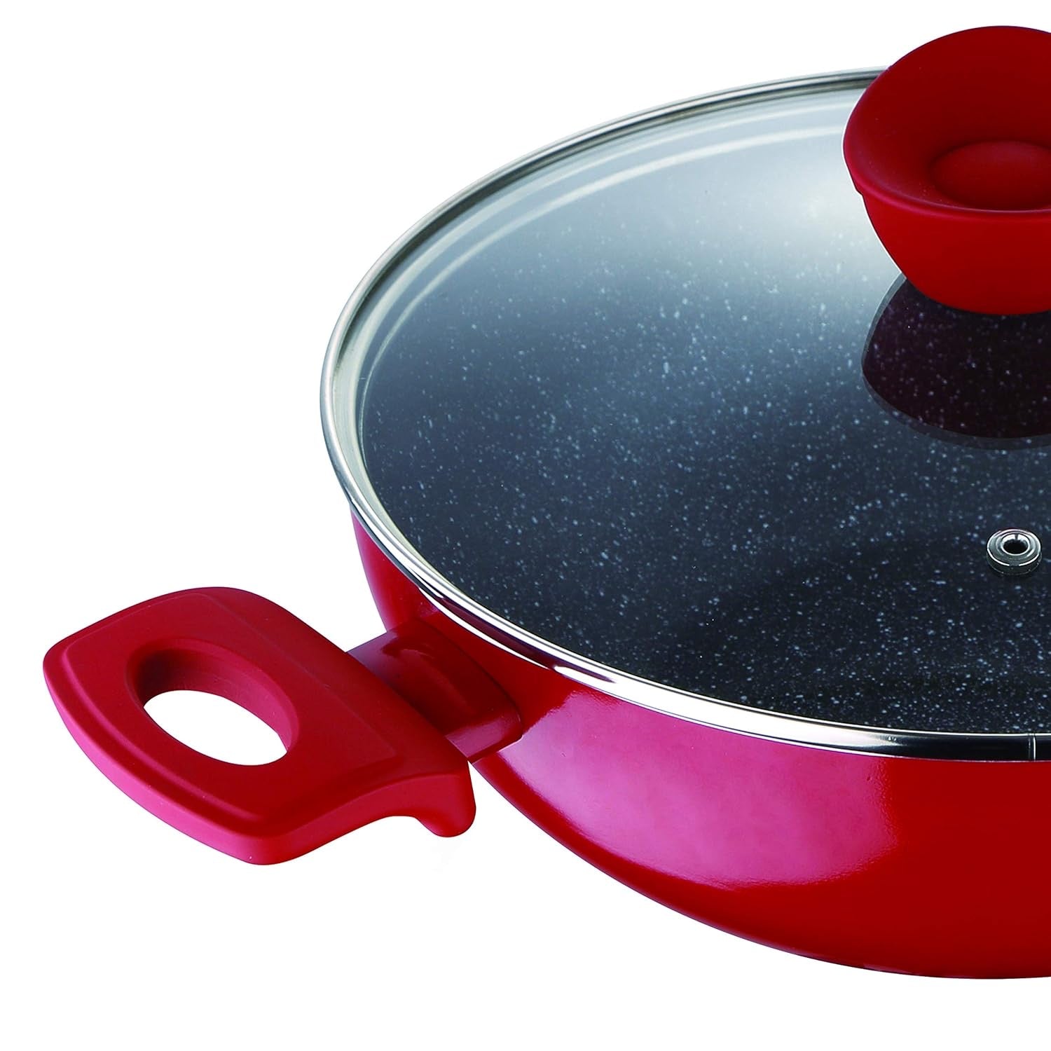 Bergner Bellini Plus 5-Layer Non-Stick Kadai with Glass Lid, Thickness 3.2mm - Induction Bottom