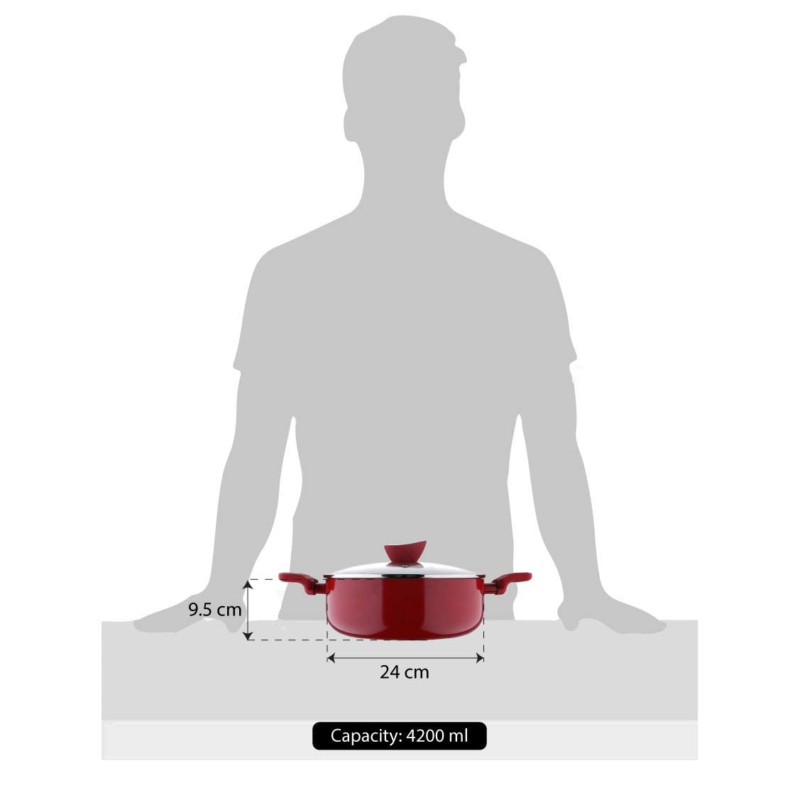 Bergner Bellini Plus 5-Layer Non-Stick Casserole with Glass Lid, Thickness 3.2mm - Induction Bottom