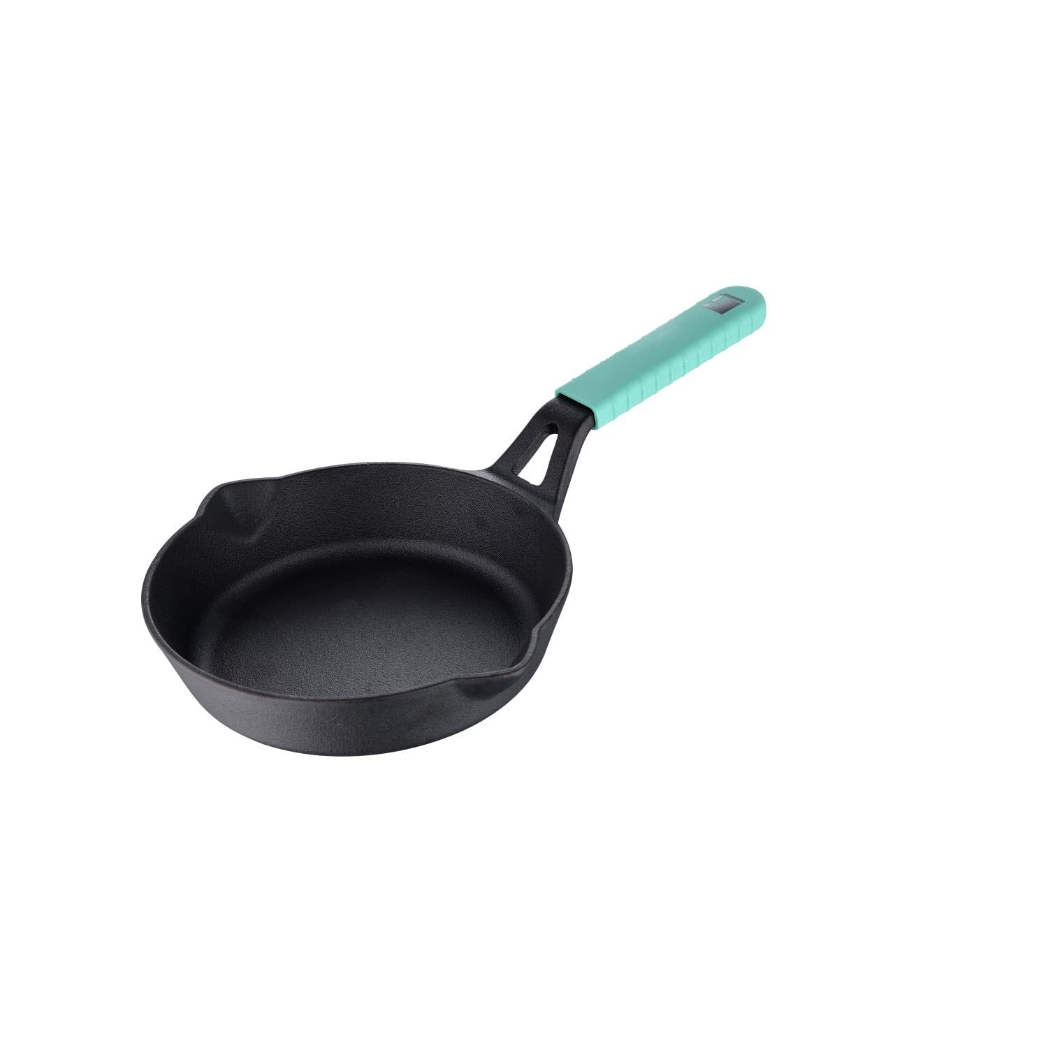 Bergner Elements Pre-Seasoned Cast Iron 20cm Frypan, Comes with Silicon Handle Sleeves, Induction Bottom (Teal)