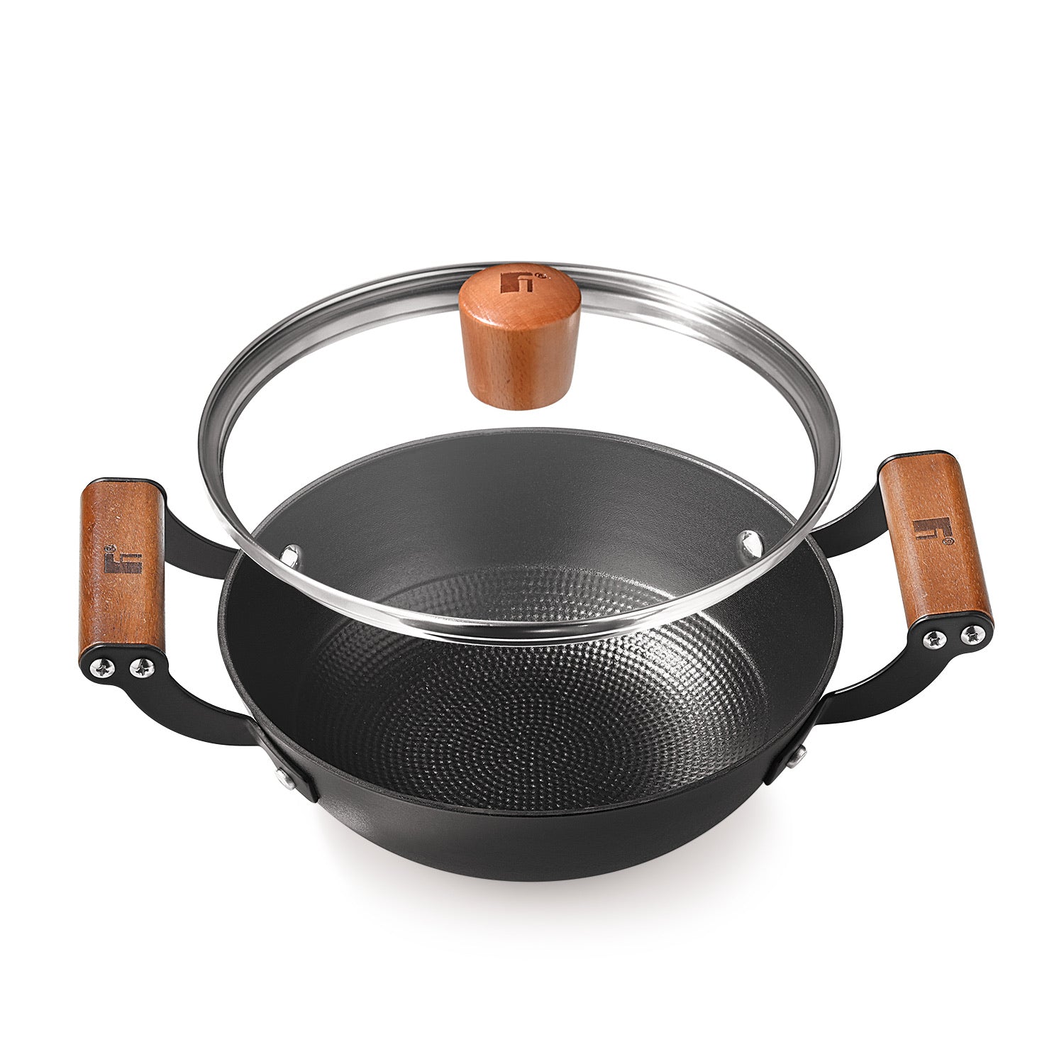 Bergner Odin Cast Iron Kadai with Glass Lid, Lightweight Iron, Enamel Finish - Induction Bottom