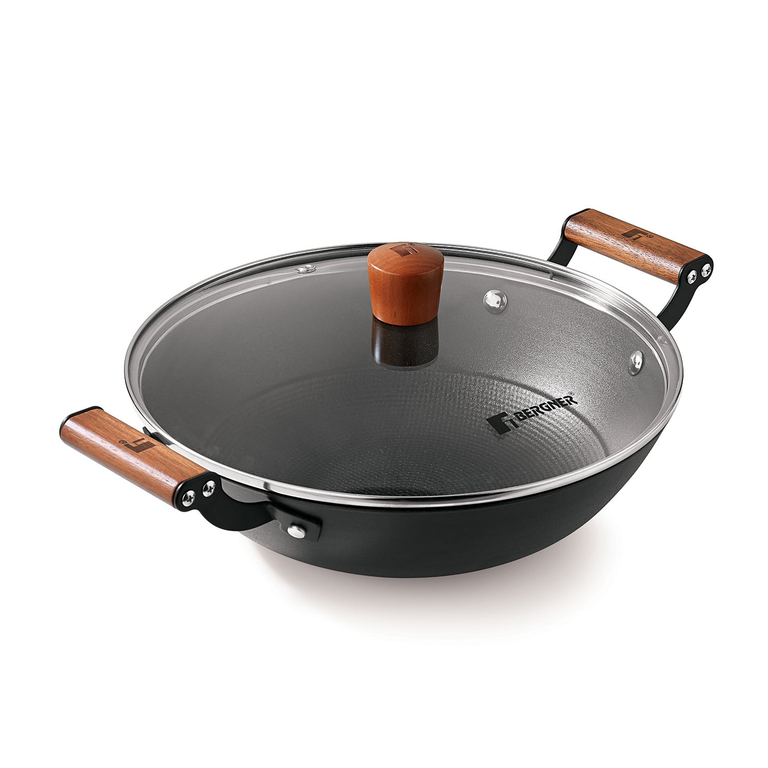 Bergner Odin Cast Iron Kadai with Glass Lid, Lightweight Iron, Enamel Finish - Induction Bottom