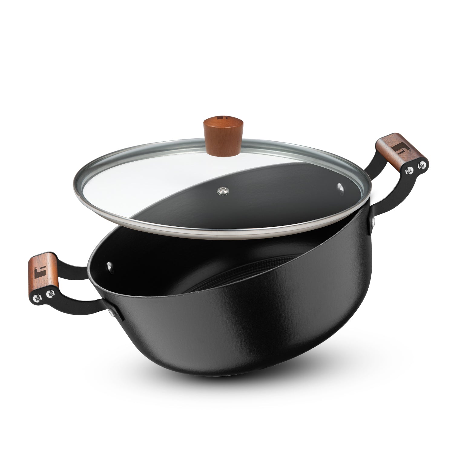 Bergner Odin Cast Iron Casserole with Glass Lid, Lightweight, Enamel Finish - Induction Bottom