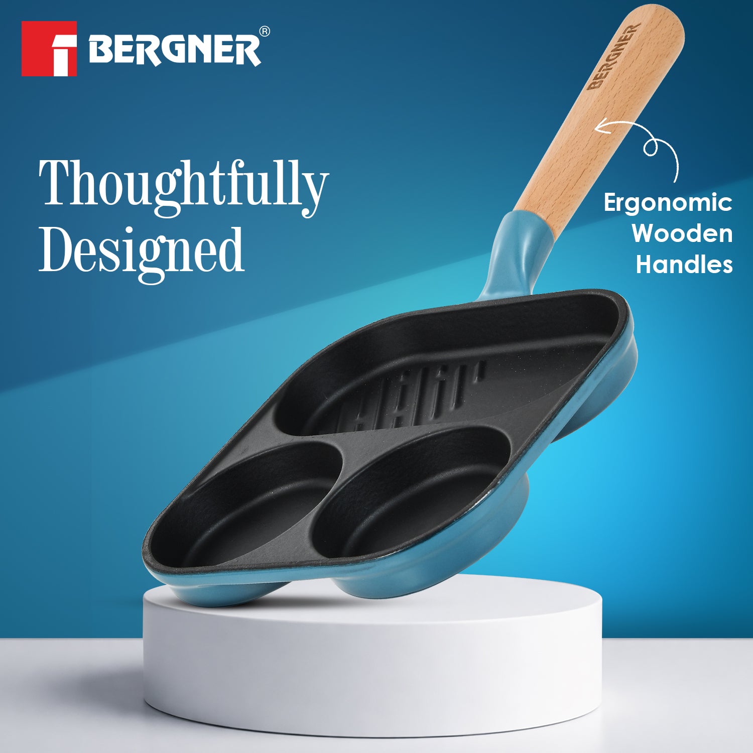 Excalibur Light Cast Iron 18cm Breakfast Pan - Induction Bottom, Blue