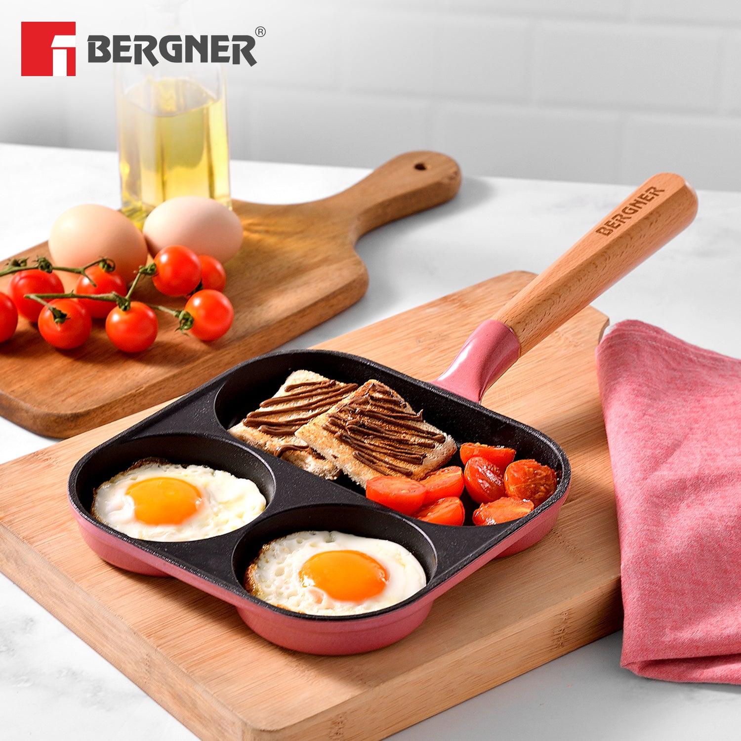 Excalibur Light Cast Iron 18cm Breakfast Pan - Induction Bottom, Pink