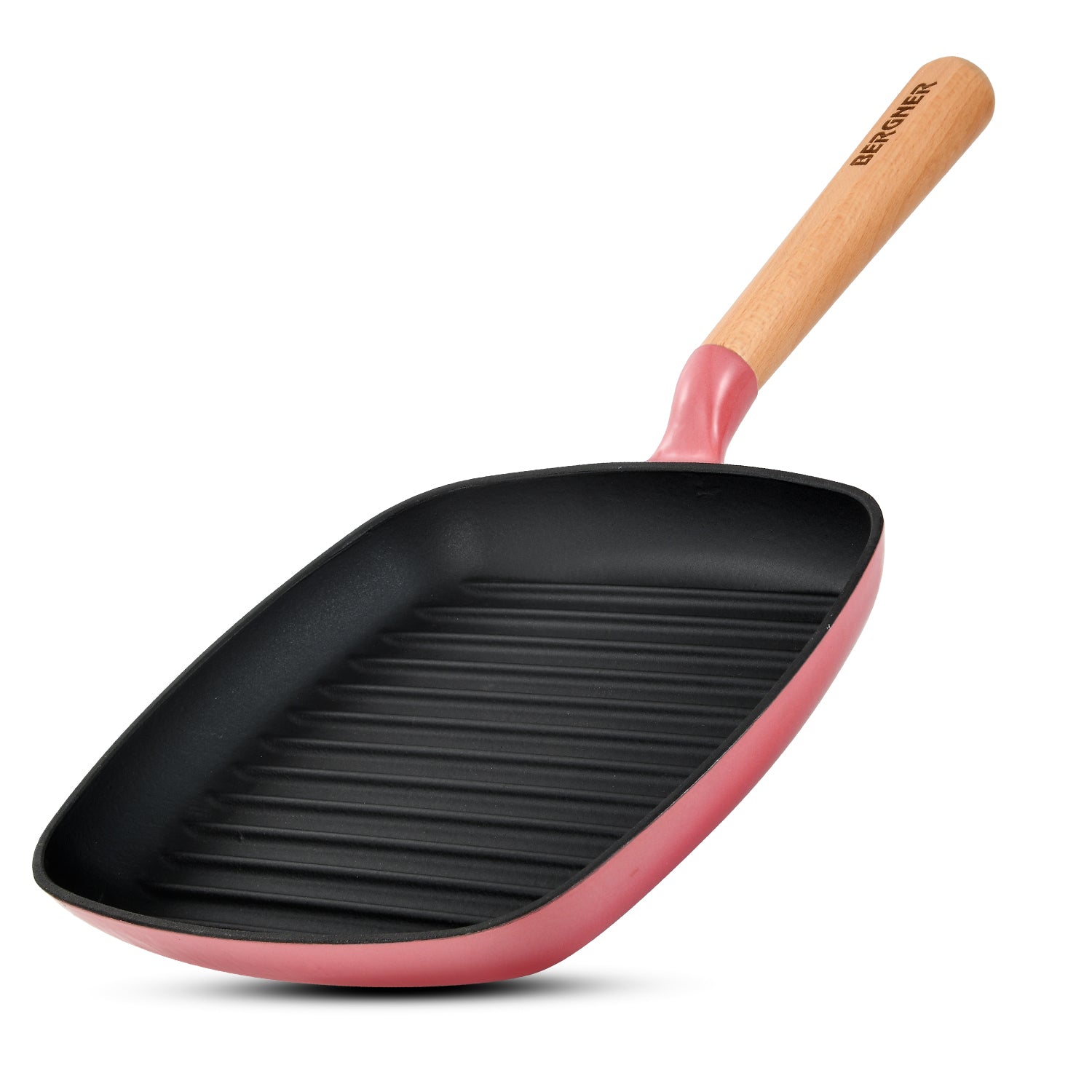 Excalibur Light Cast Iron 24cm Square Grill Pan - Induction Bottom, Pink