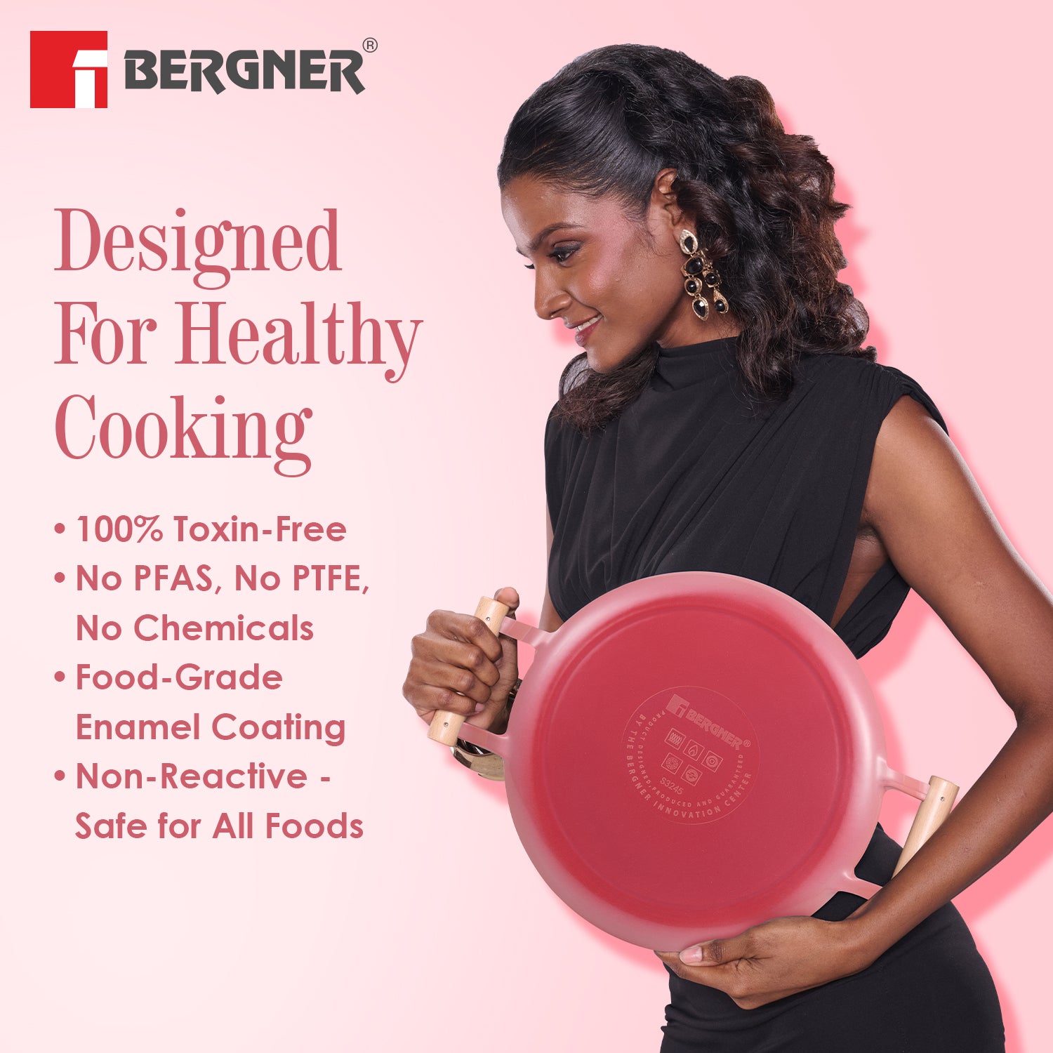 Excalibur Light Cast Iron 24cm Square Grill Pan - Induction Bottom, Pink