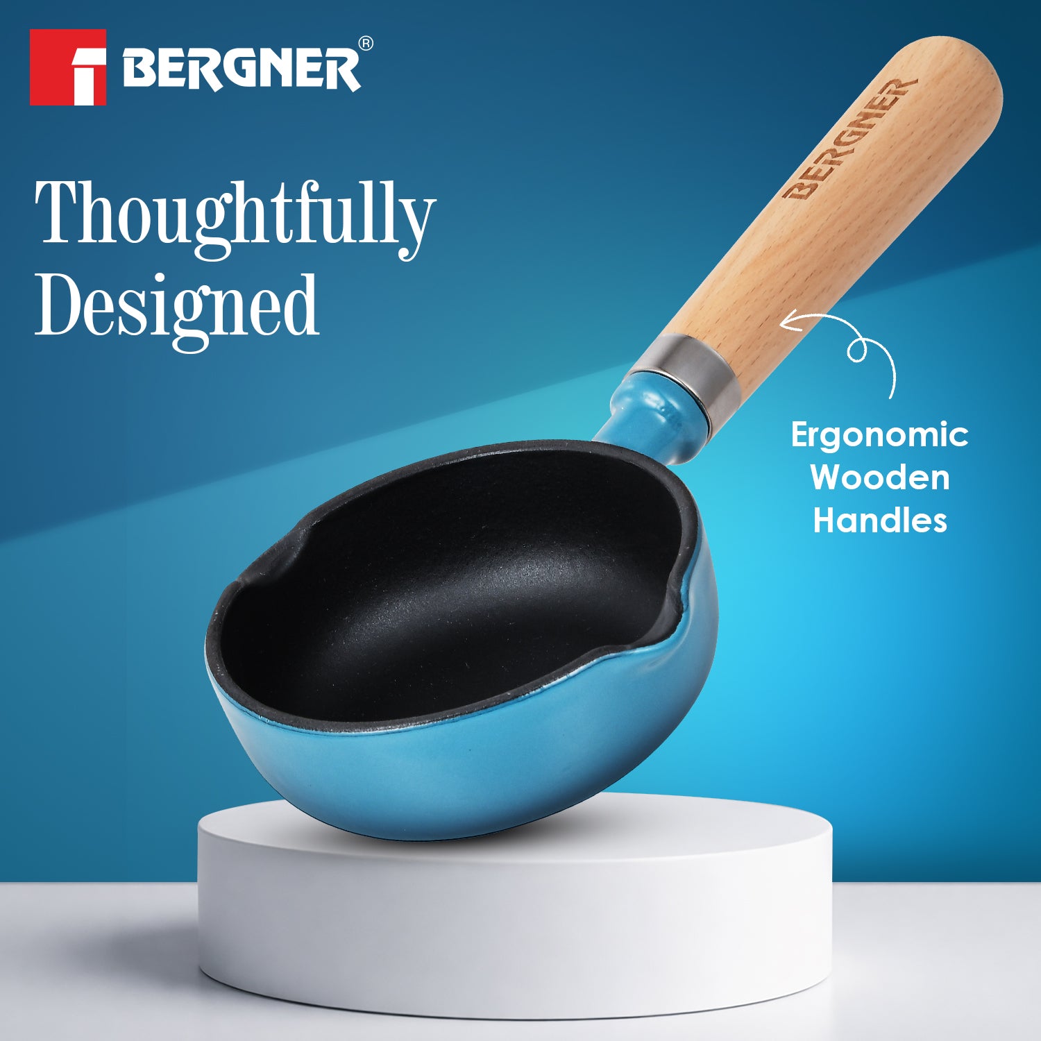 Excalibur Light Cast Iron 12cm / 200ml Tadkapan - Induction Bottom, Blue